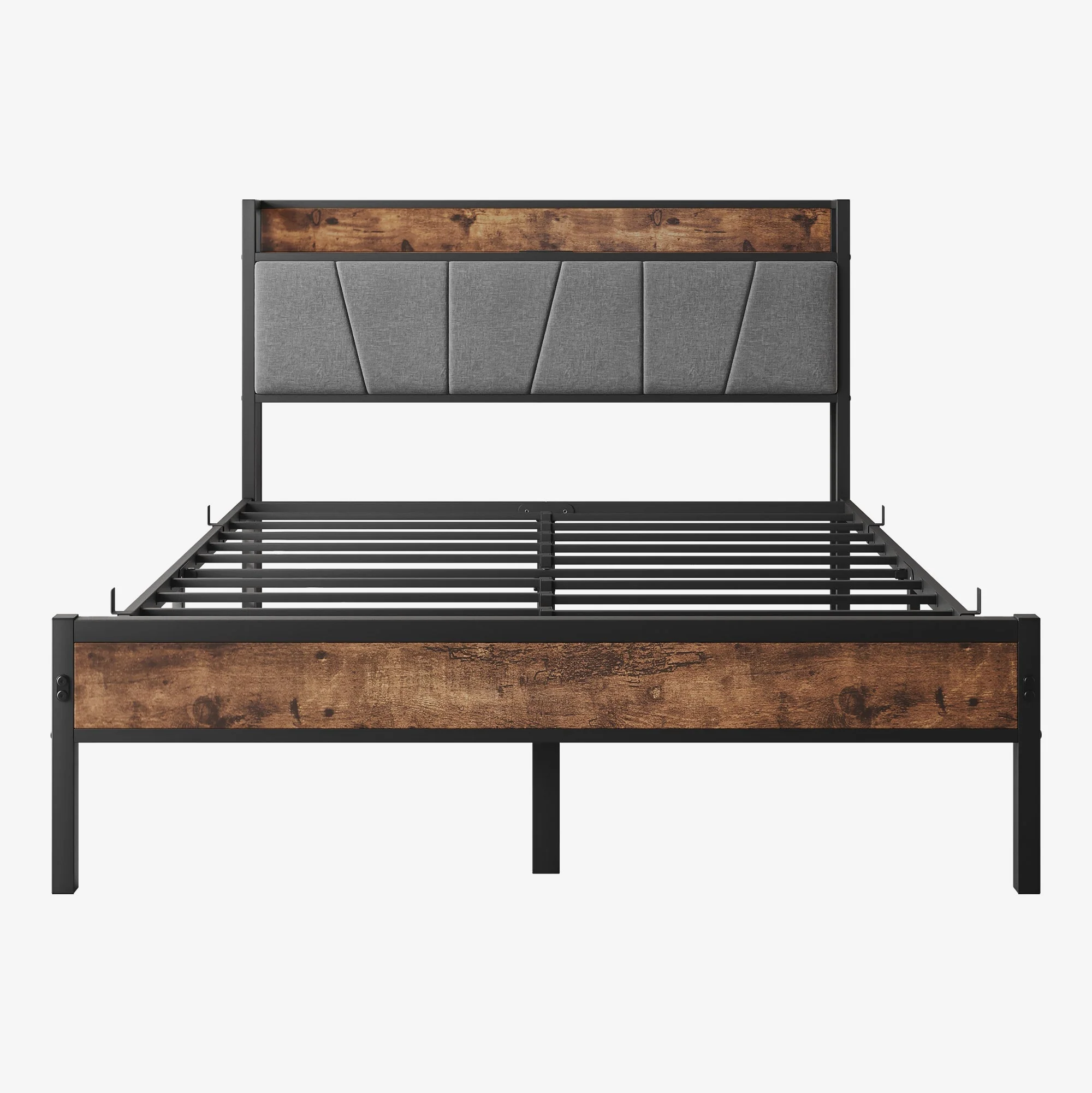Full Size Bed Frame Storage Headboard with Charging Station - Image 8