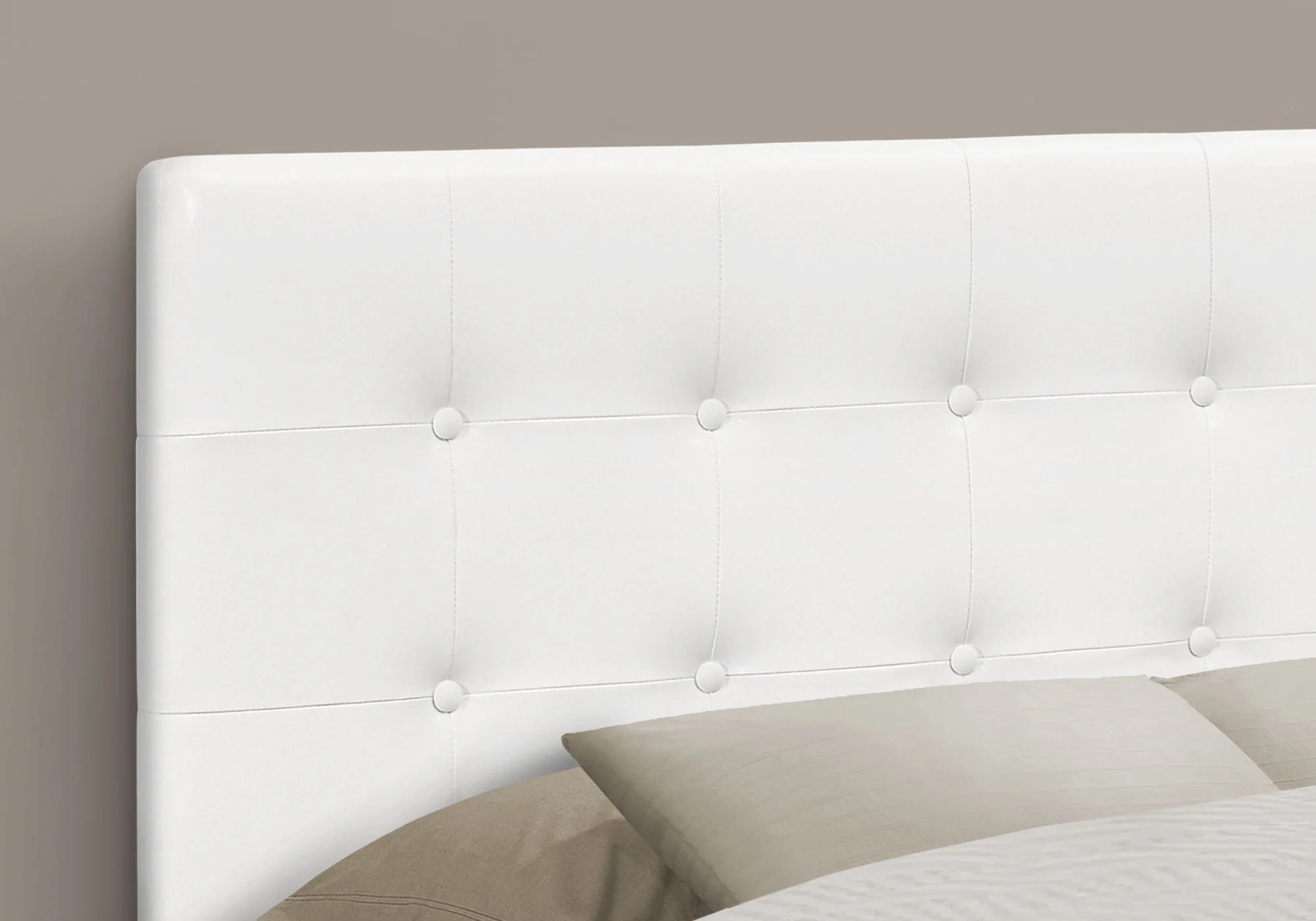Full Size Headboard Only Upholstered Leather Look - White - Image 4