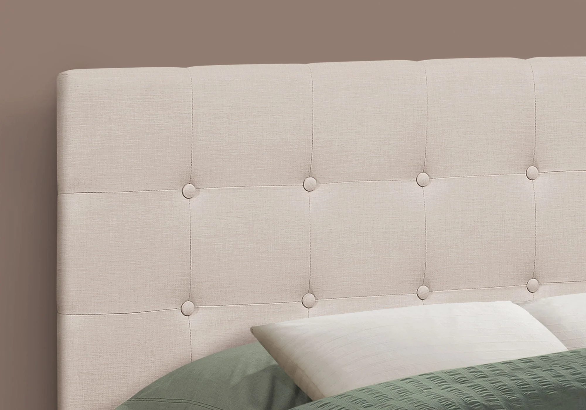 Full Size Upholstered Bed Headboard - Beige - Image 4