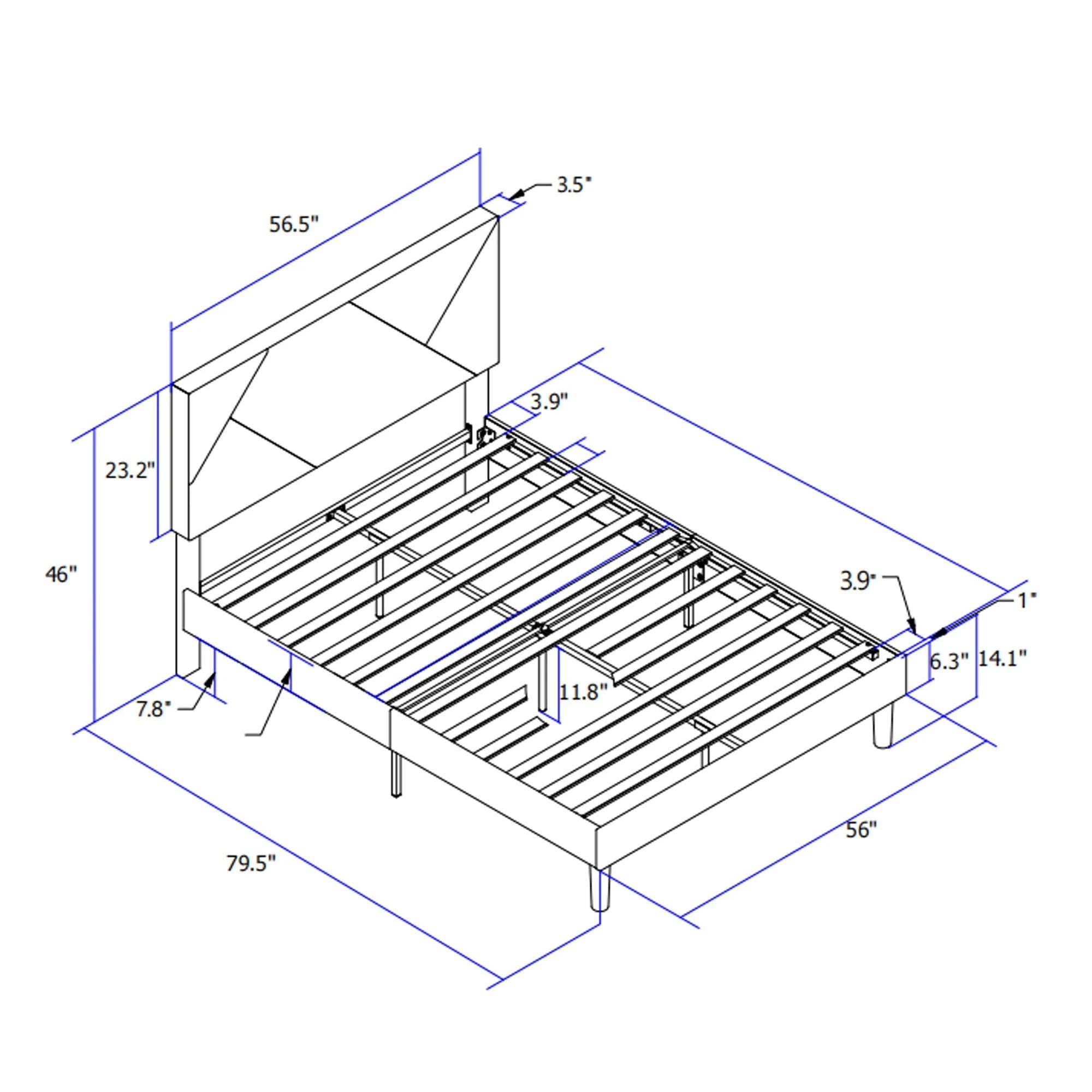 Full Size Upholstered Platform Bed Frame With Headboard, Strong Wood Slat Support, Mattress Foundation, No Box Spring Needed - Gray - Image 5