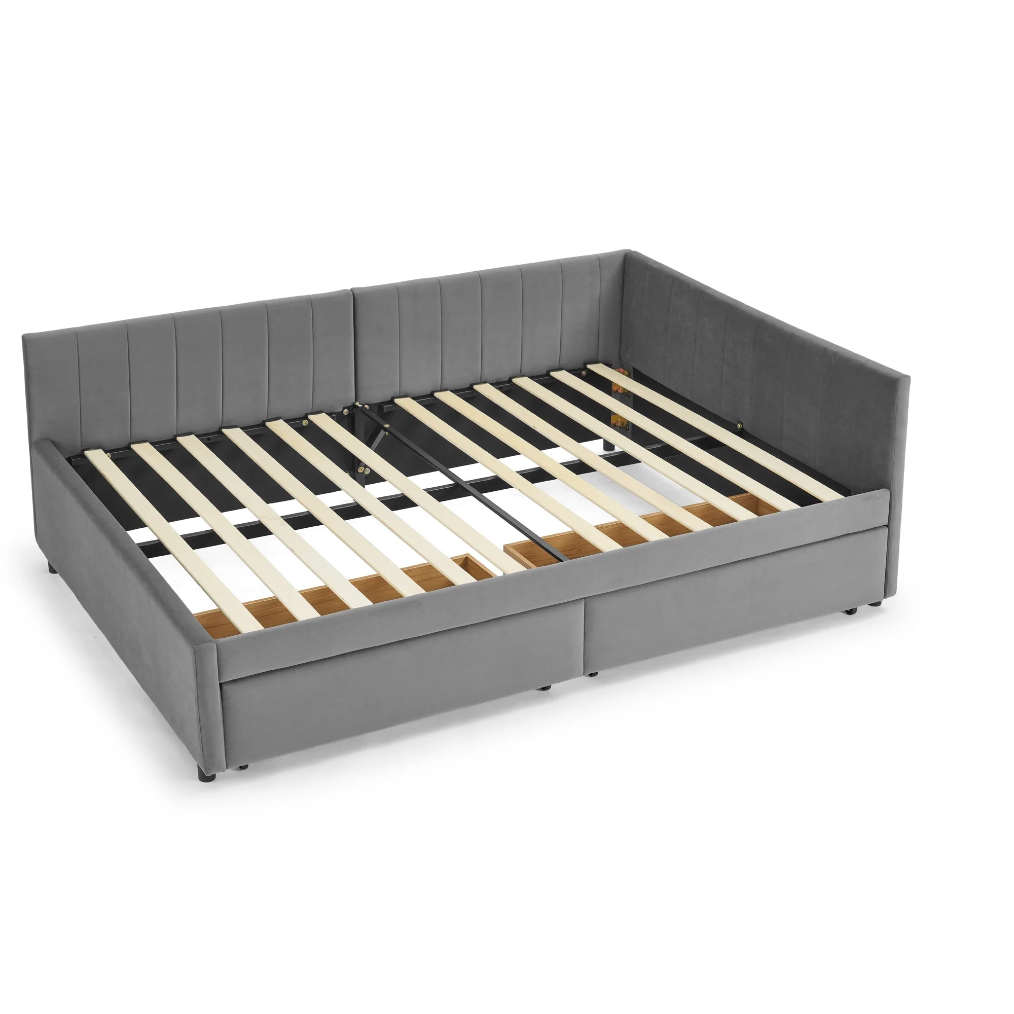 Full Size Upholstered Tufted Bed Frame with Two Drawers - Image 12