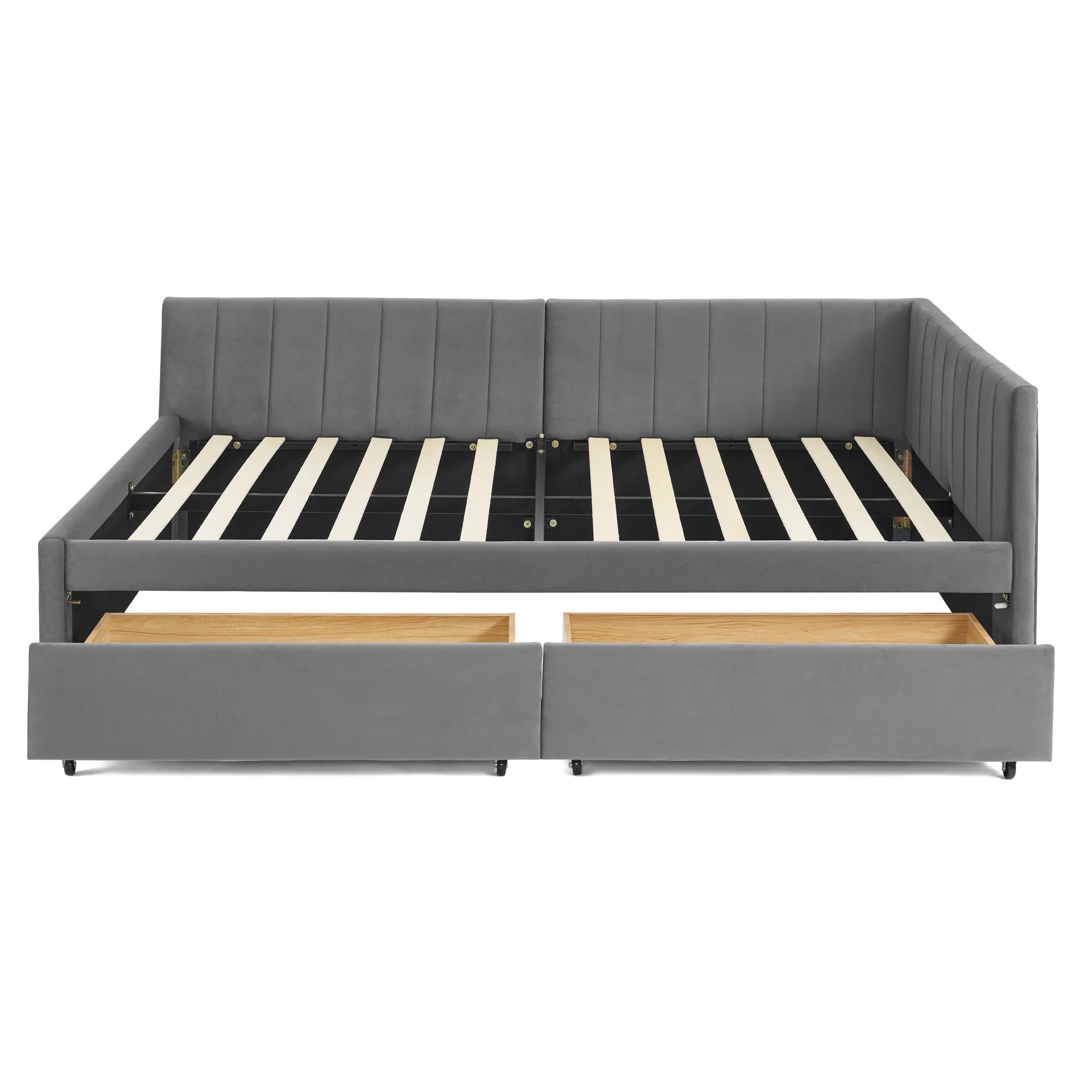 Full Size Upholstered Tufted Bed Frame with Two Drawers - Image 13
