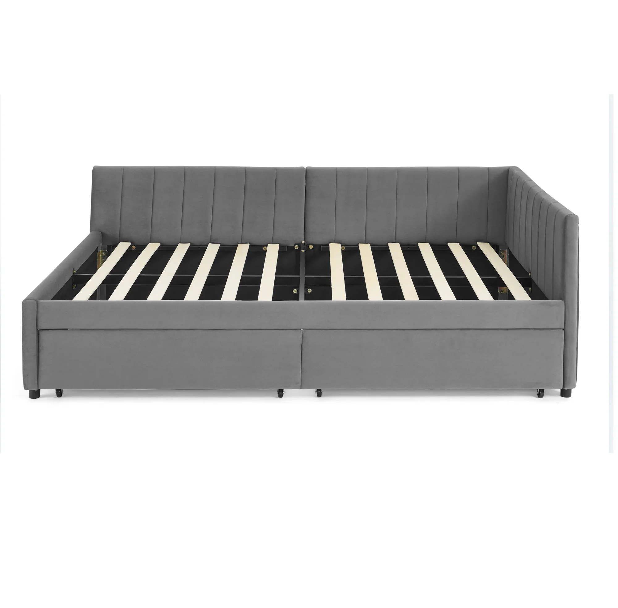 Full Size Upholstered Tufted Bed Frame with Two Drawers - Image 14