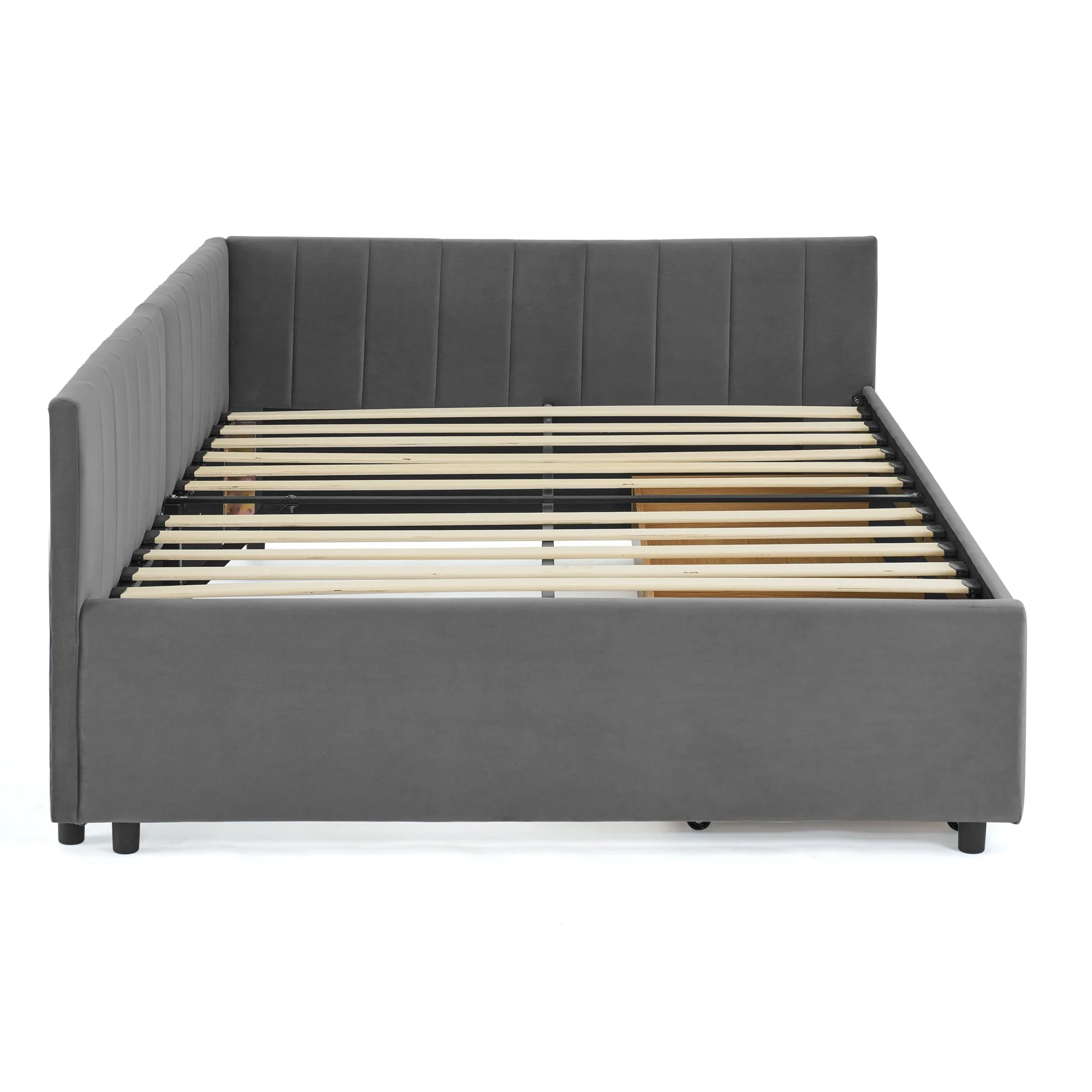 Full Size Upholstered Tufted Bed Frame with Two Drawers - Image 16
