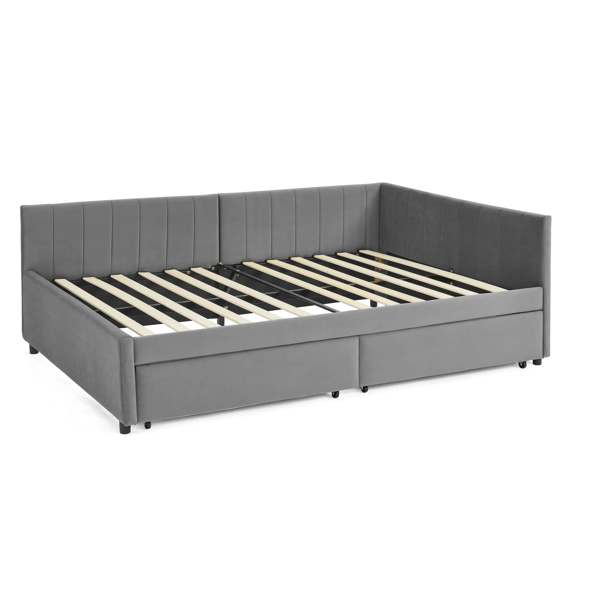 Full Size Upholstered Tufted Bed Frame with Two Drawers - Image 17