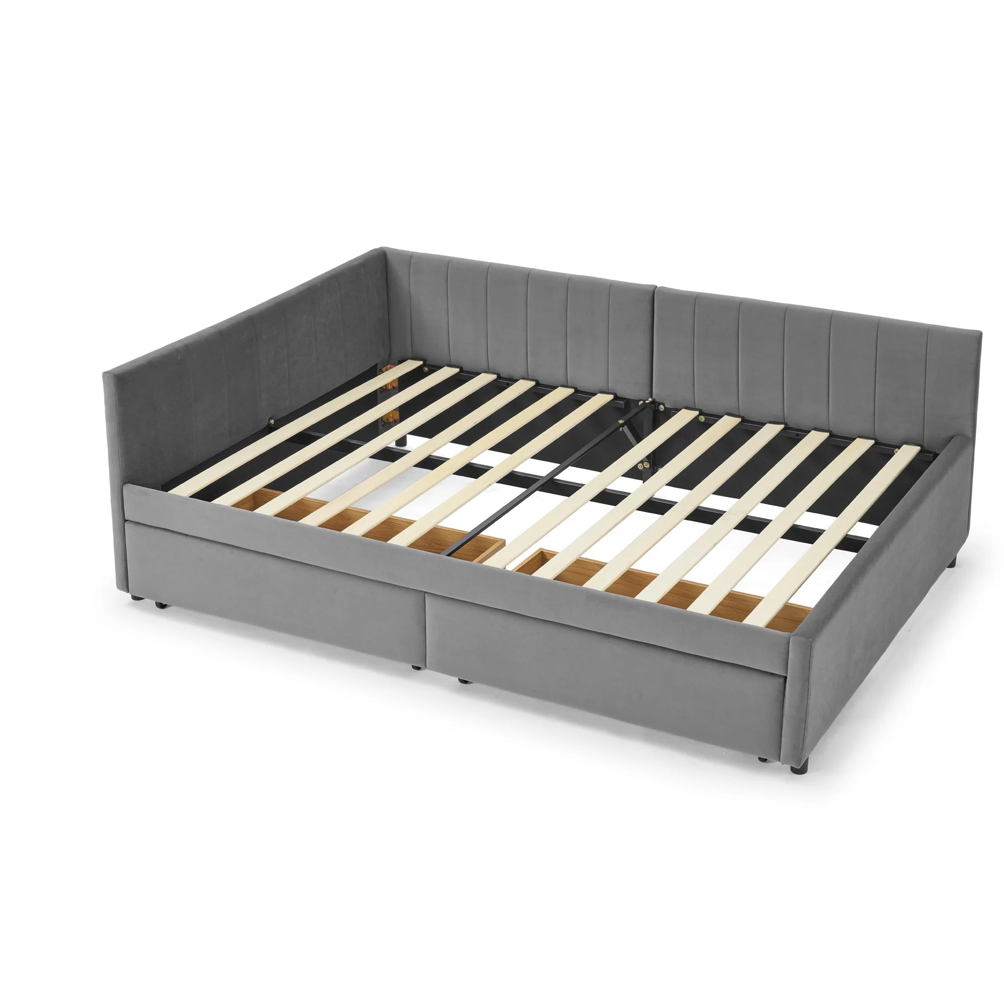 Full Size Upholstered Tufted Bed Frame with Two Drawers - Image 25