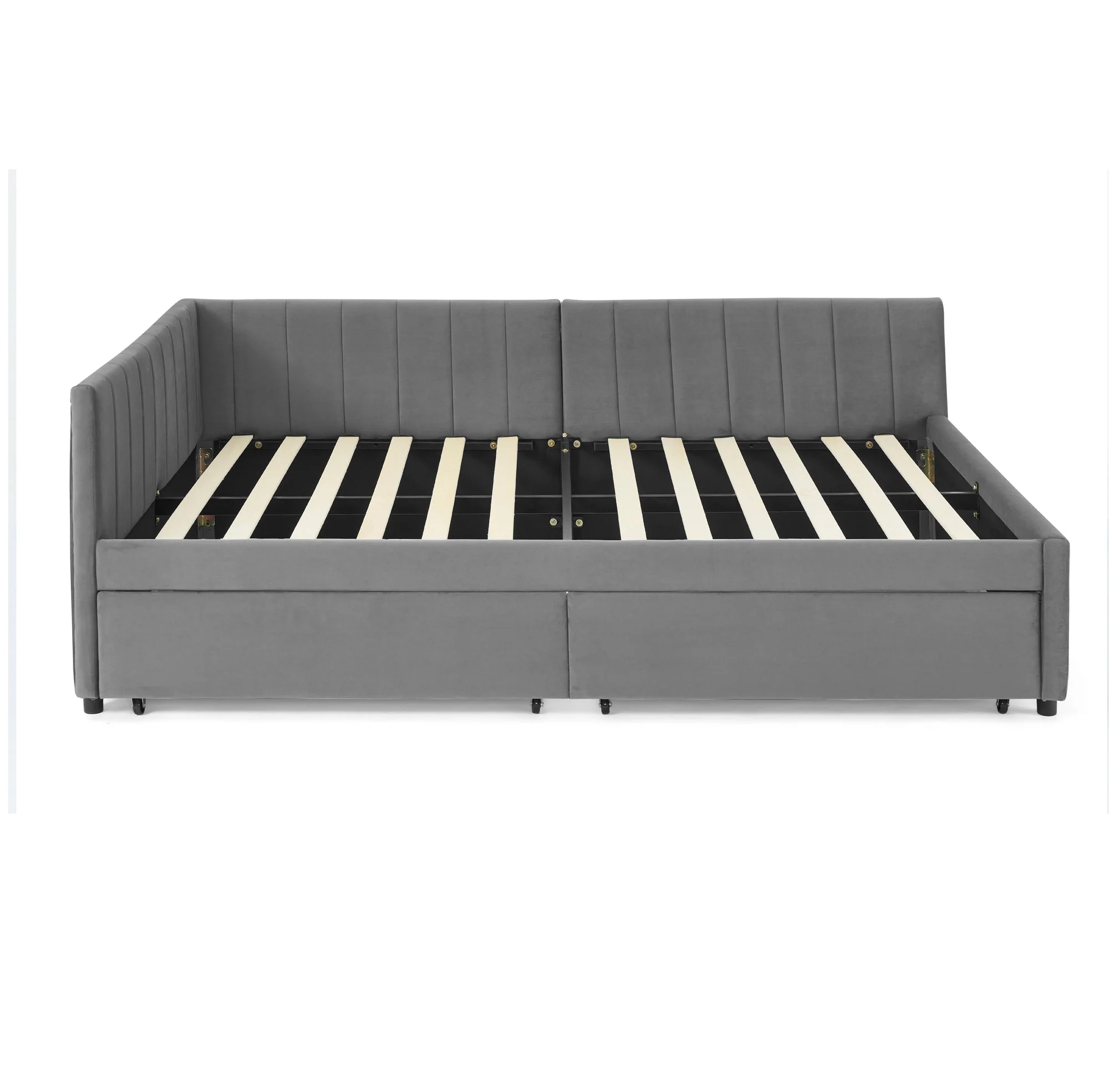 Full Size Upholstered Tufted Bed Frame with Two Drawers - Image 26