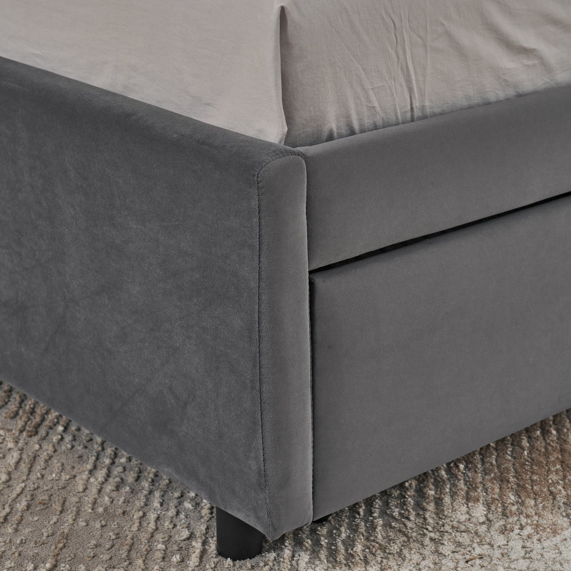 Full Size Upholstered Tufted Bed Frame with Two Drawers - Image 9