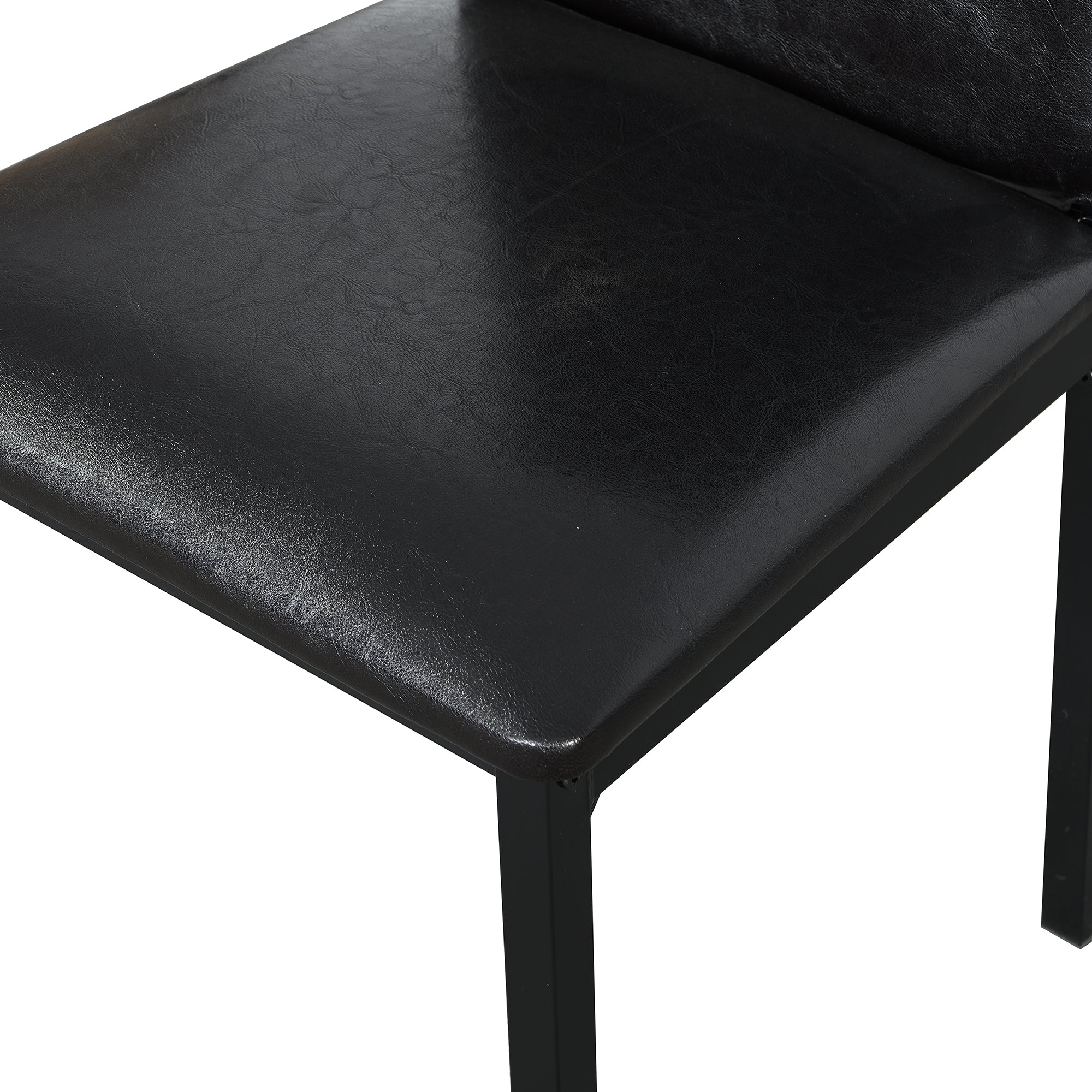 Furniture 5 Piece Metal Dinette Set with Faux Marble Top - Black - Image 13