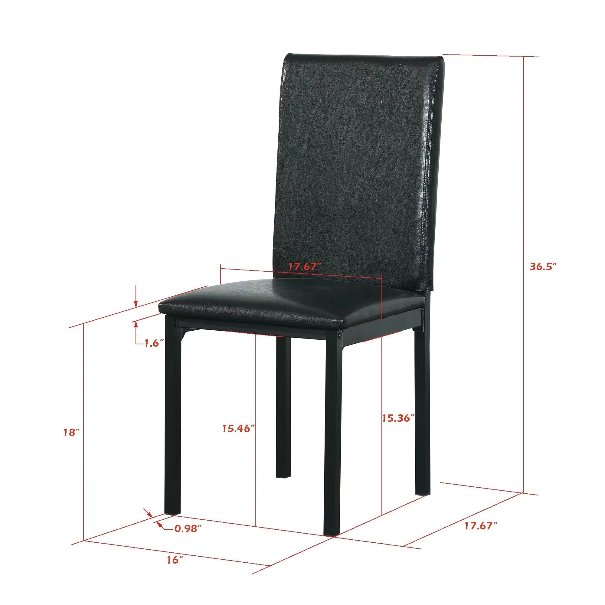 Furniture 5 Piece Metal Dinette Set with Faux Marble Top - Black - Image 15