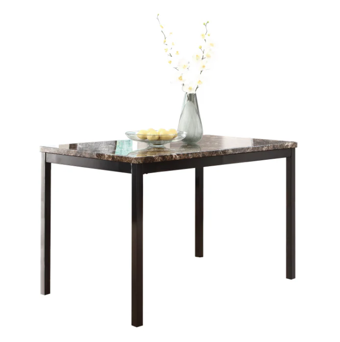 Furniture 5 Piece Metal Dinette Set with Faux Marble Top - Black - Image 4