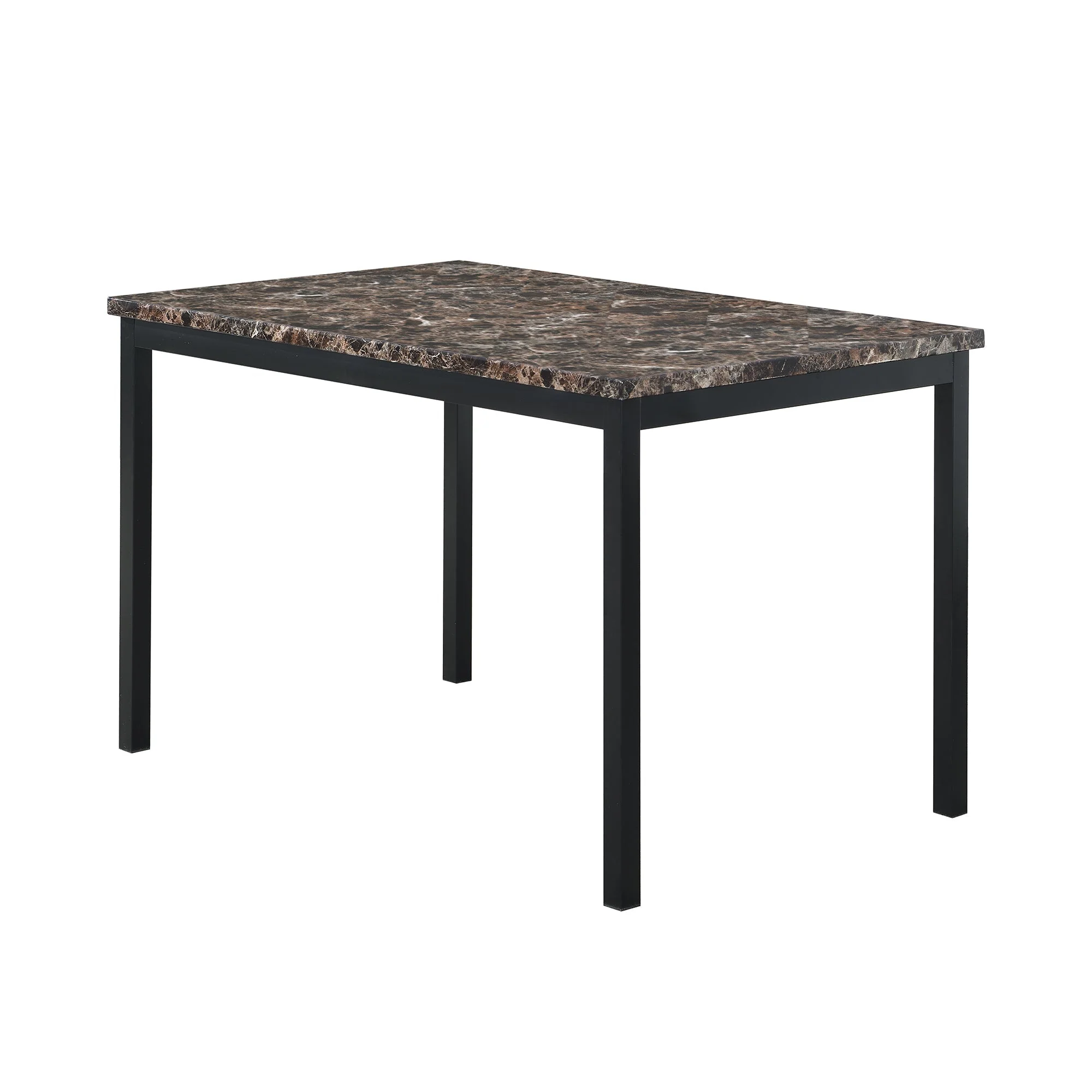 Furniture 5 Piece Metal Dinette Set with Faux Marble Top - Black - Image 5