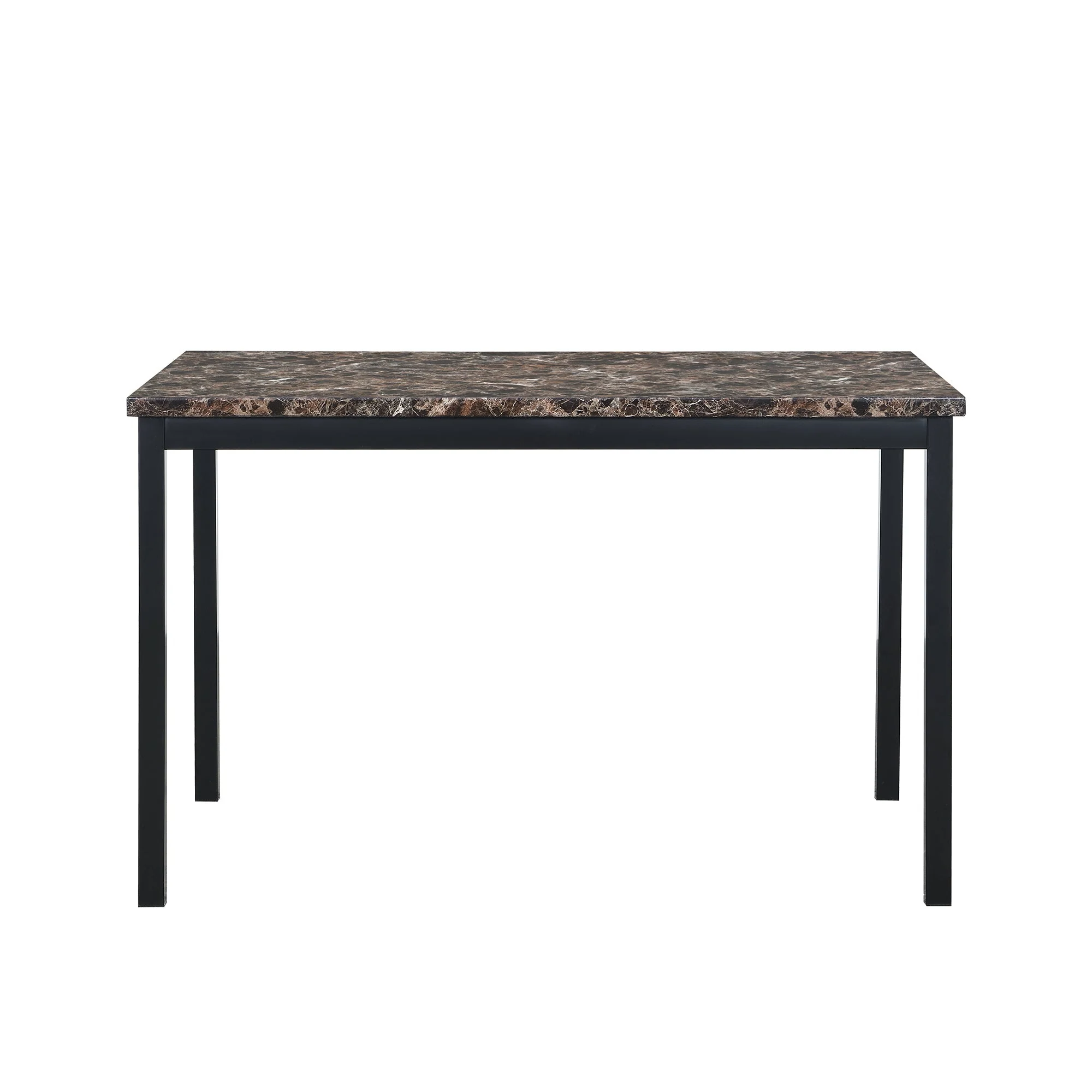 Furniture 5 Piece Metal Dinette Set with Faux Marble Top - Black - Image 6