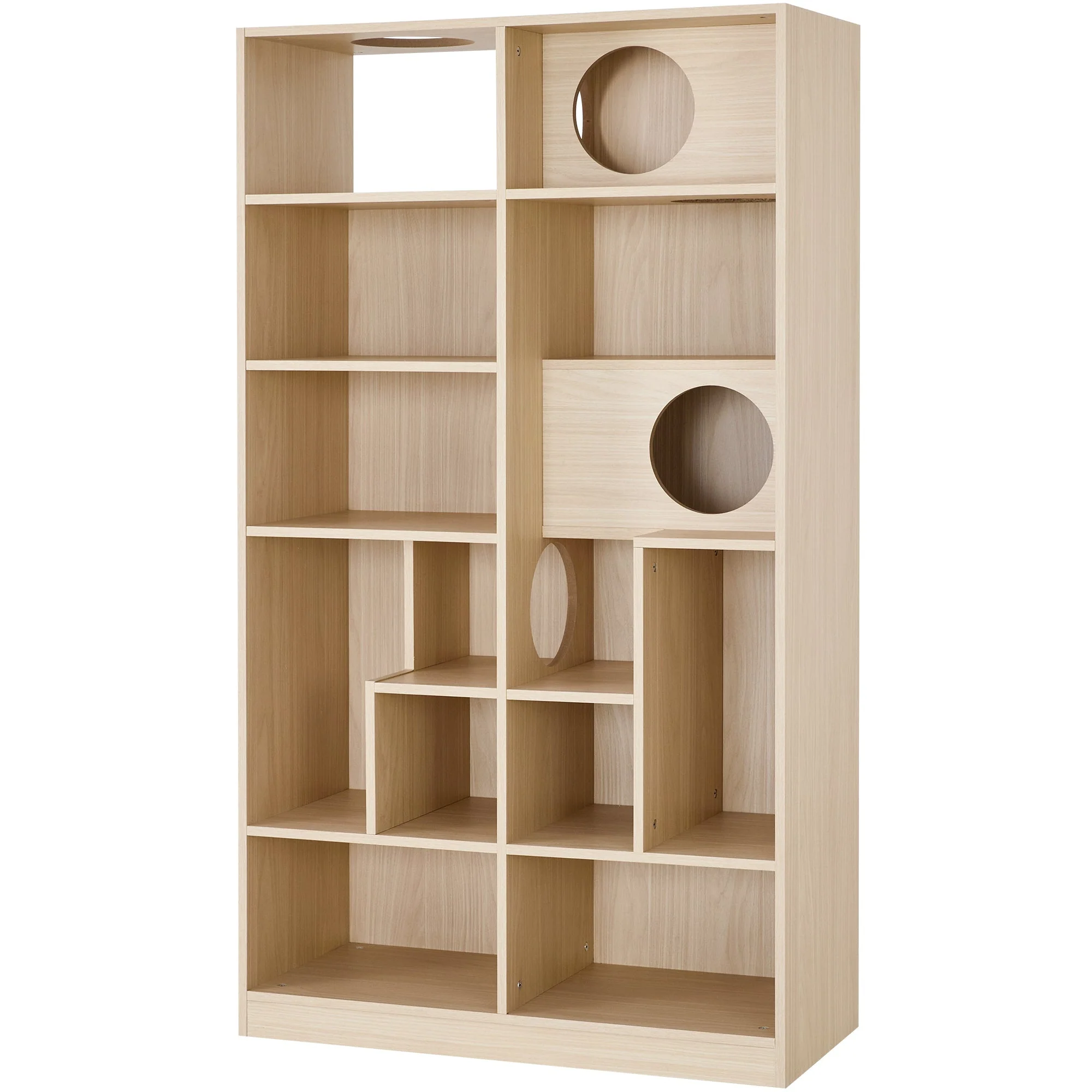 Furniture Style Cat Bookcase Cat Tree Shelves Natural Particle Board MDF 63.5 Inch - Image 2
