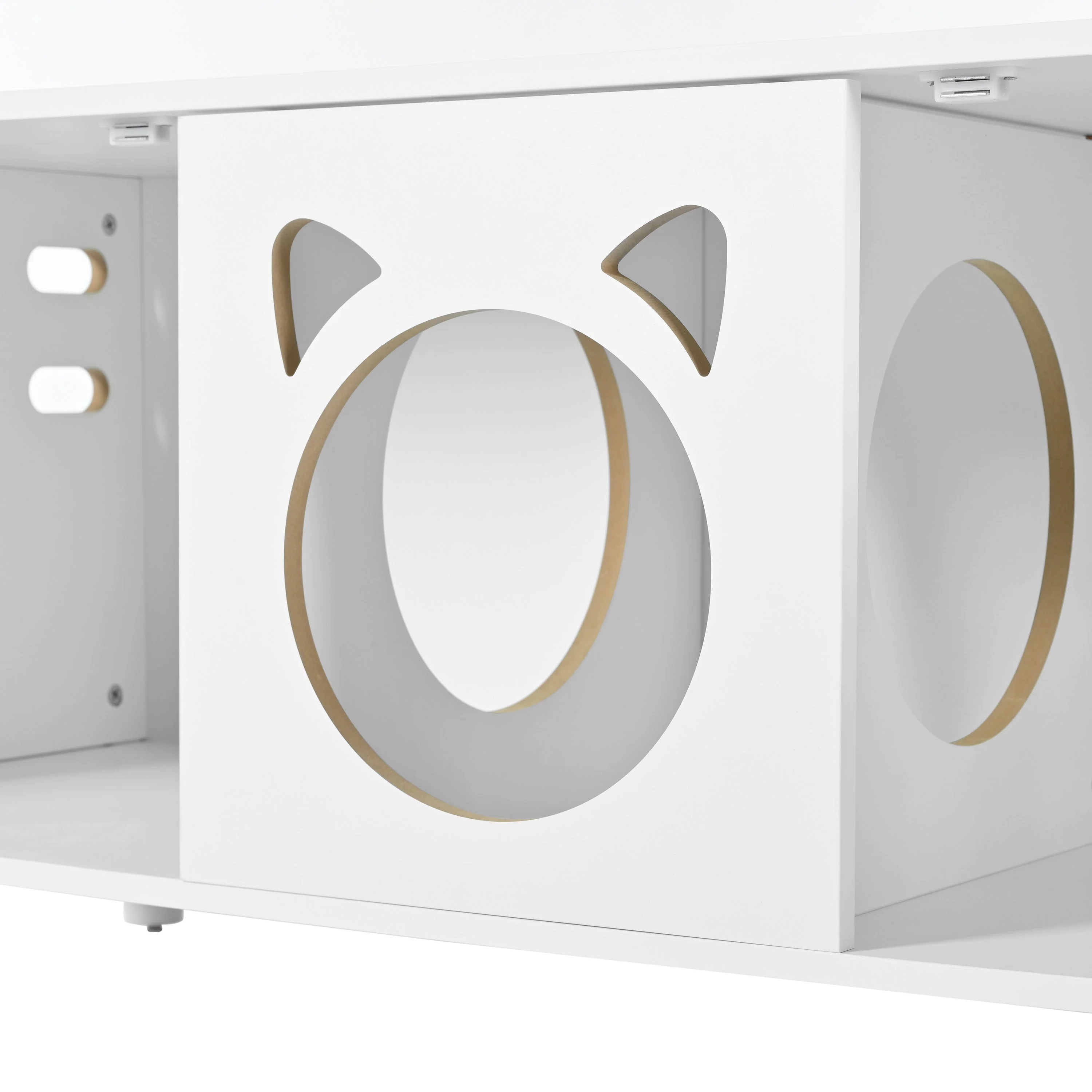 Furniture Style Cat Cabinet Cream White Cat Litter Box - Image 10