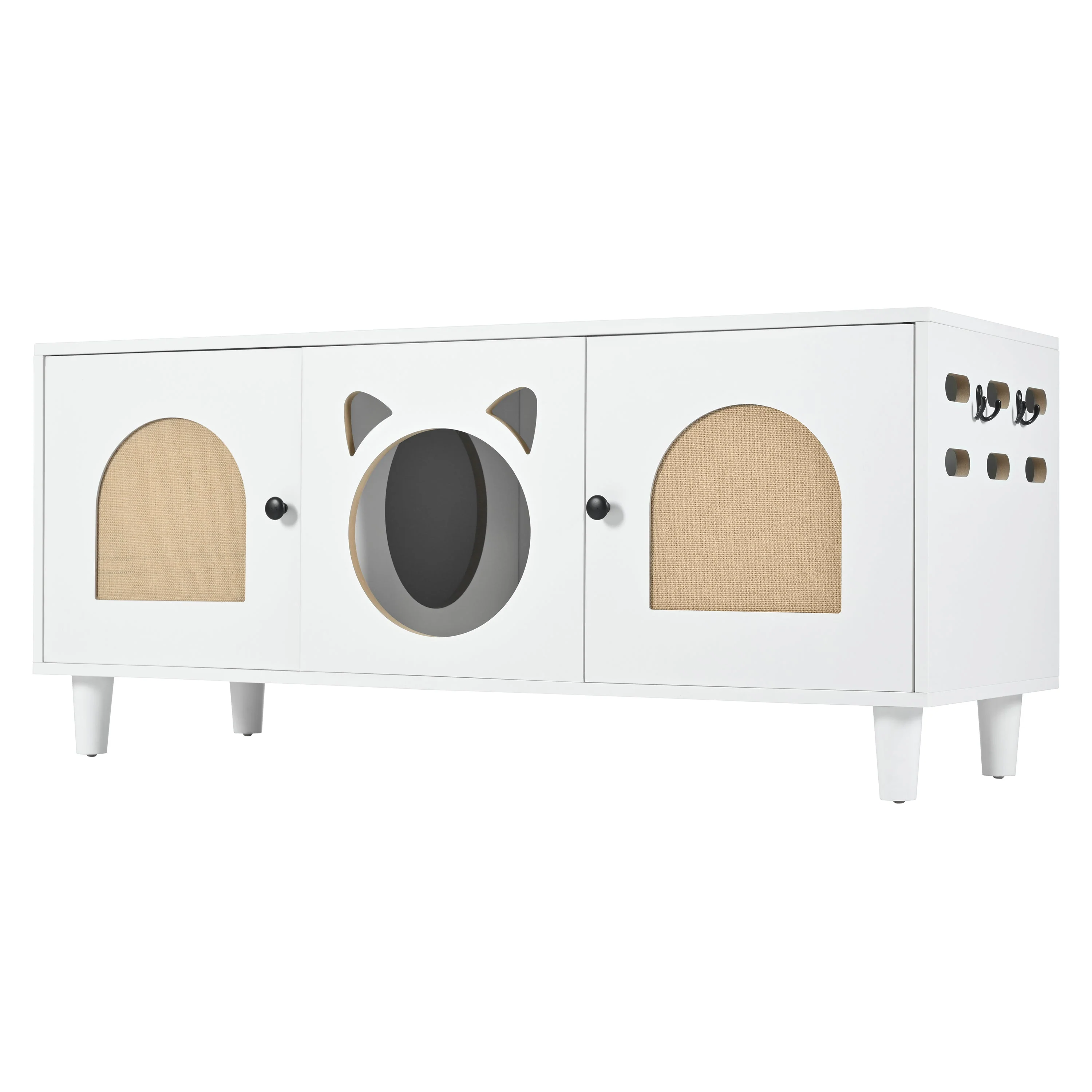 Furniture Style Cat Cabinet Cream White Cat Litter Box - Image 2