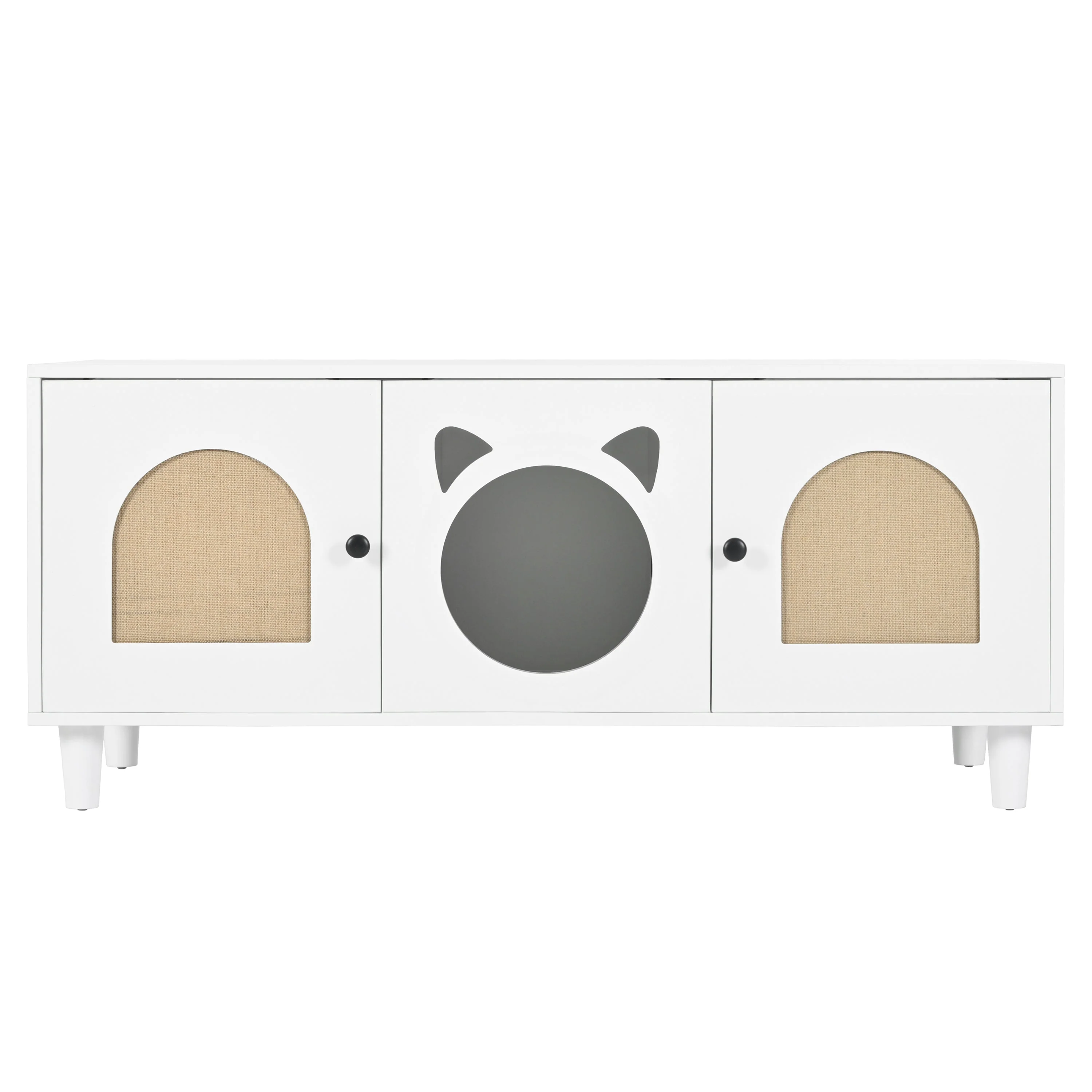 Furniture Style Cat Cabinet Cream White Cat Litter Box - Image 6