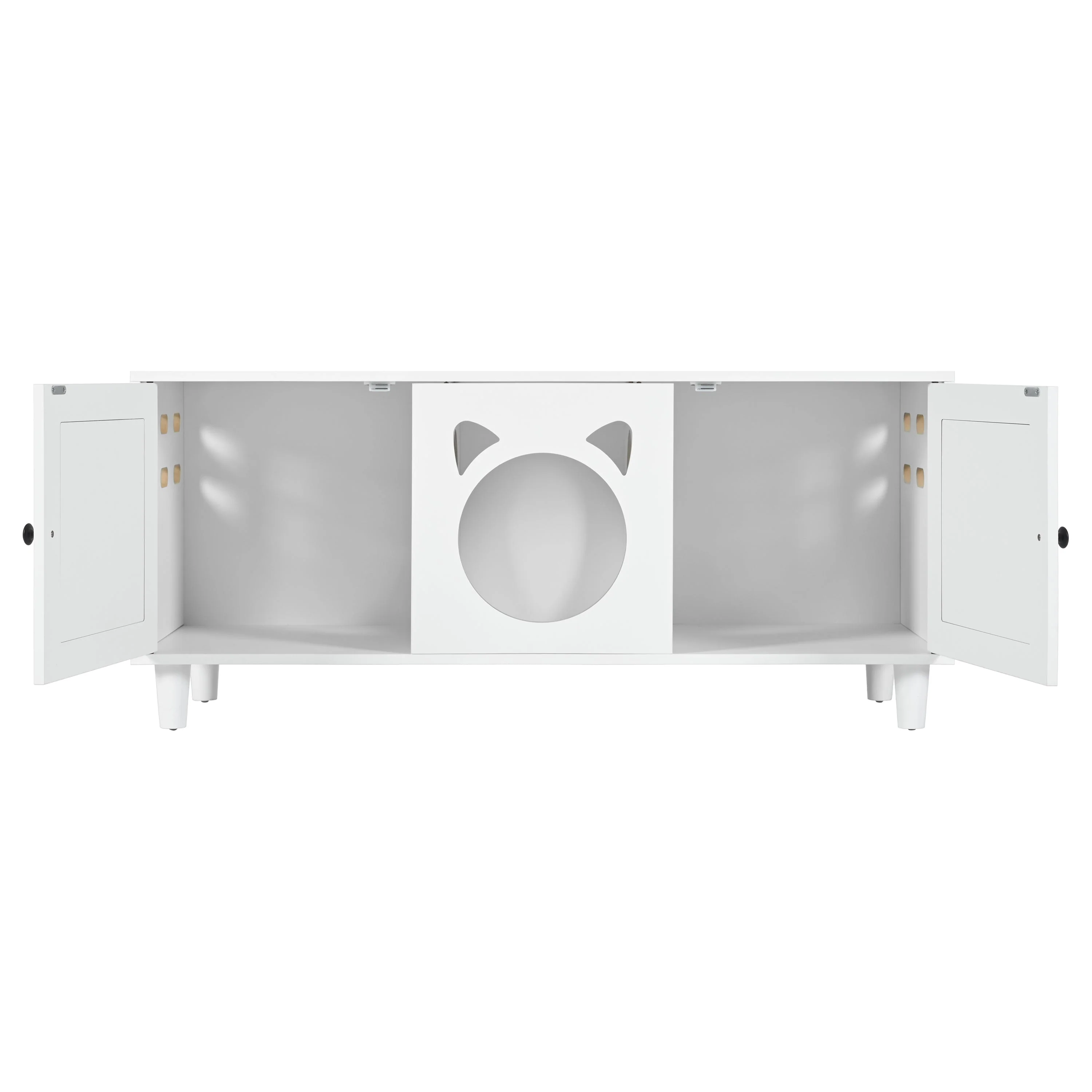 Furniture Style Cat Cabinet Cream White Cat Litter Box - Image 7