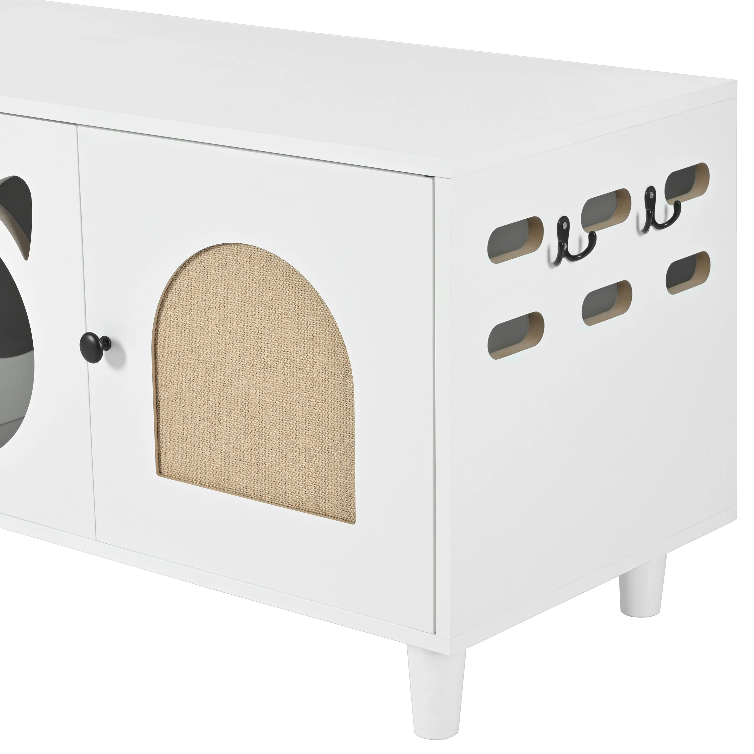Furniture Style Cat Cabinet Cream White Cat Litter Box - Image 8