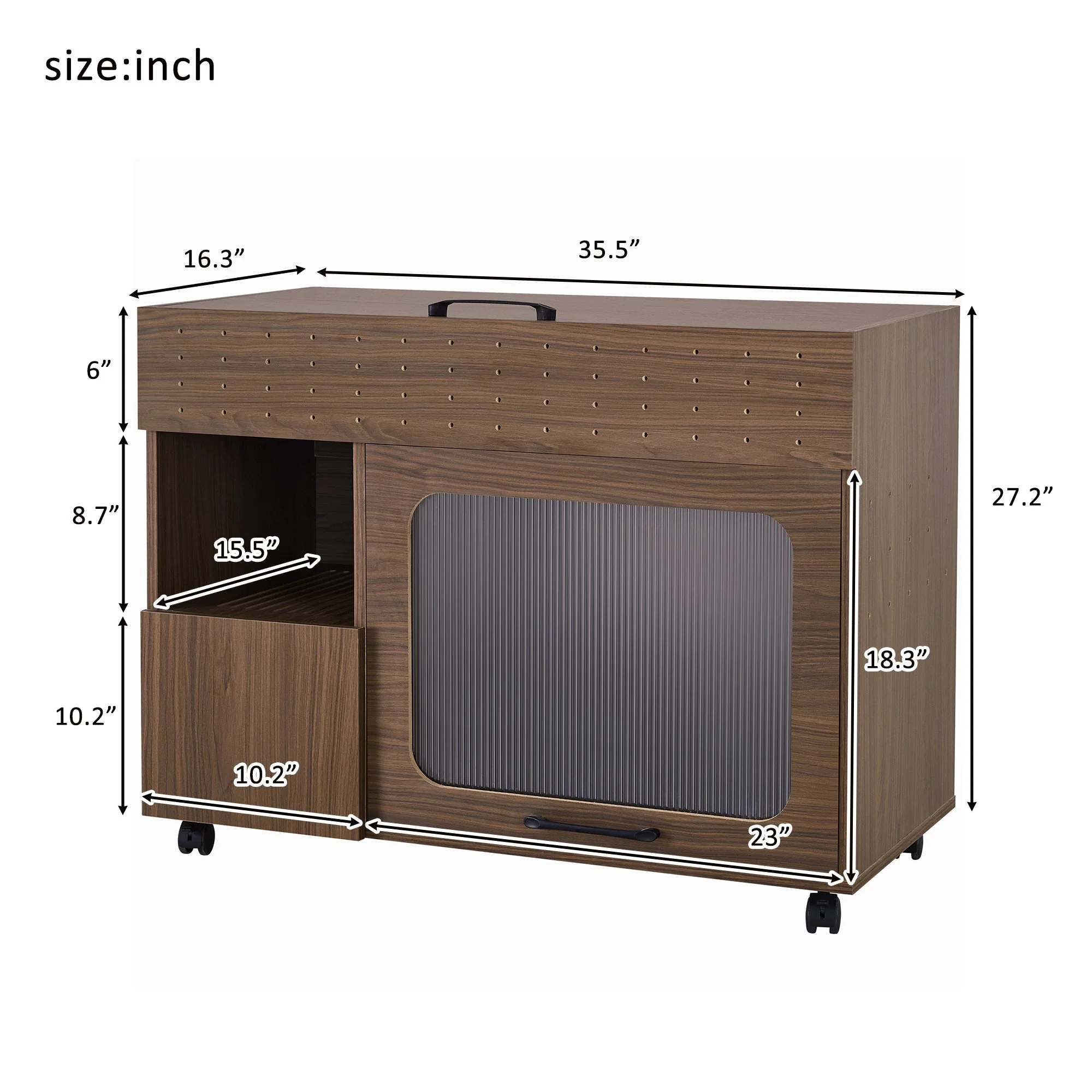 Furniture Style Multi-Use Cat Litter Box House with Storage - Image 3