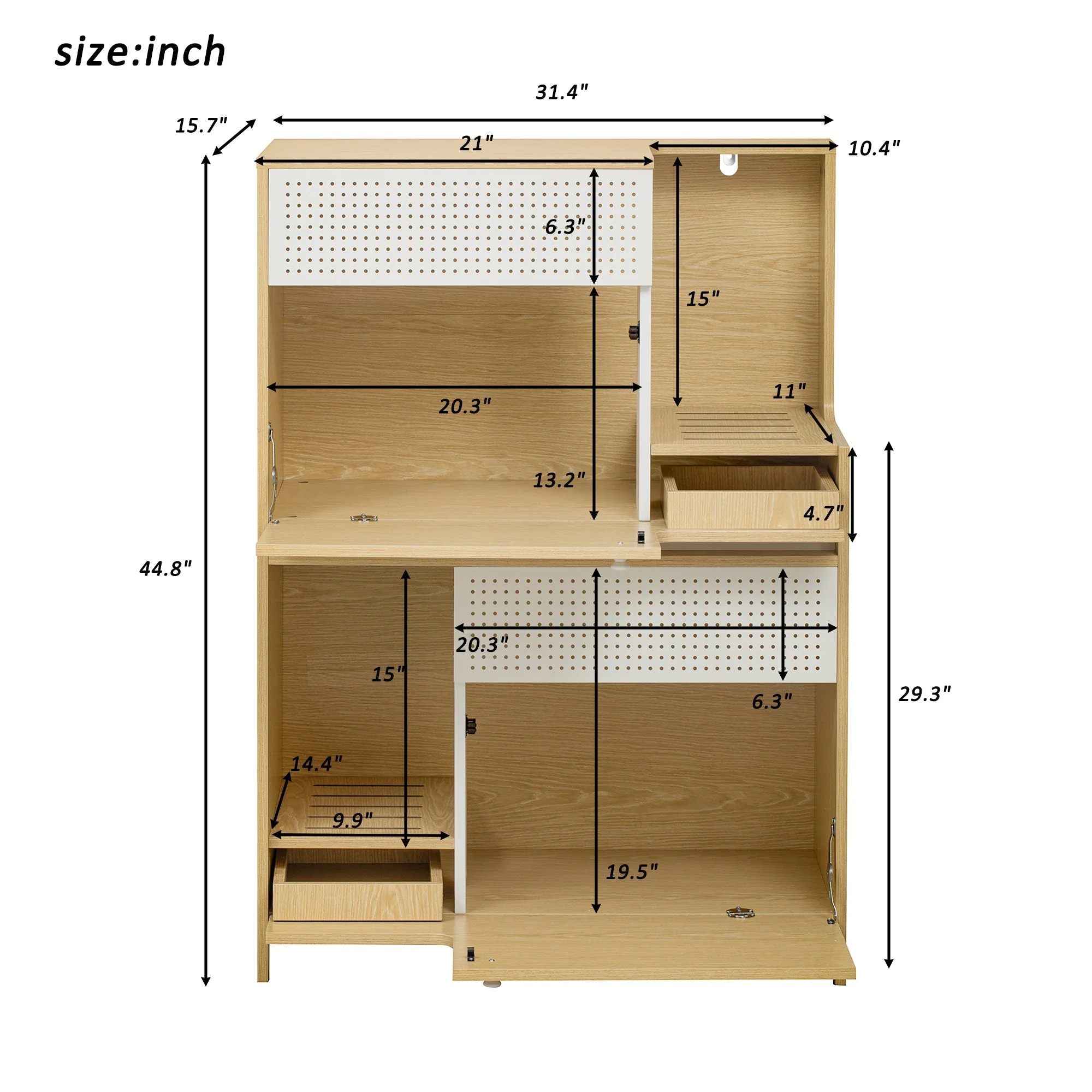 Furniture Style Multi-Use Natural Cat Litter Box House with Flip-Down Door - Image 3