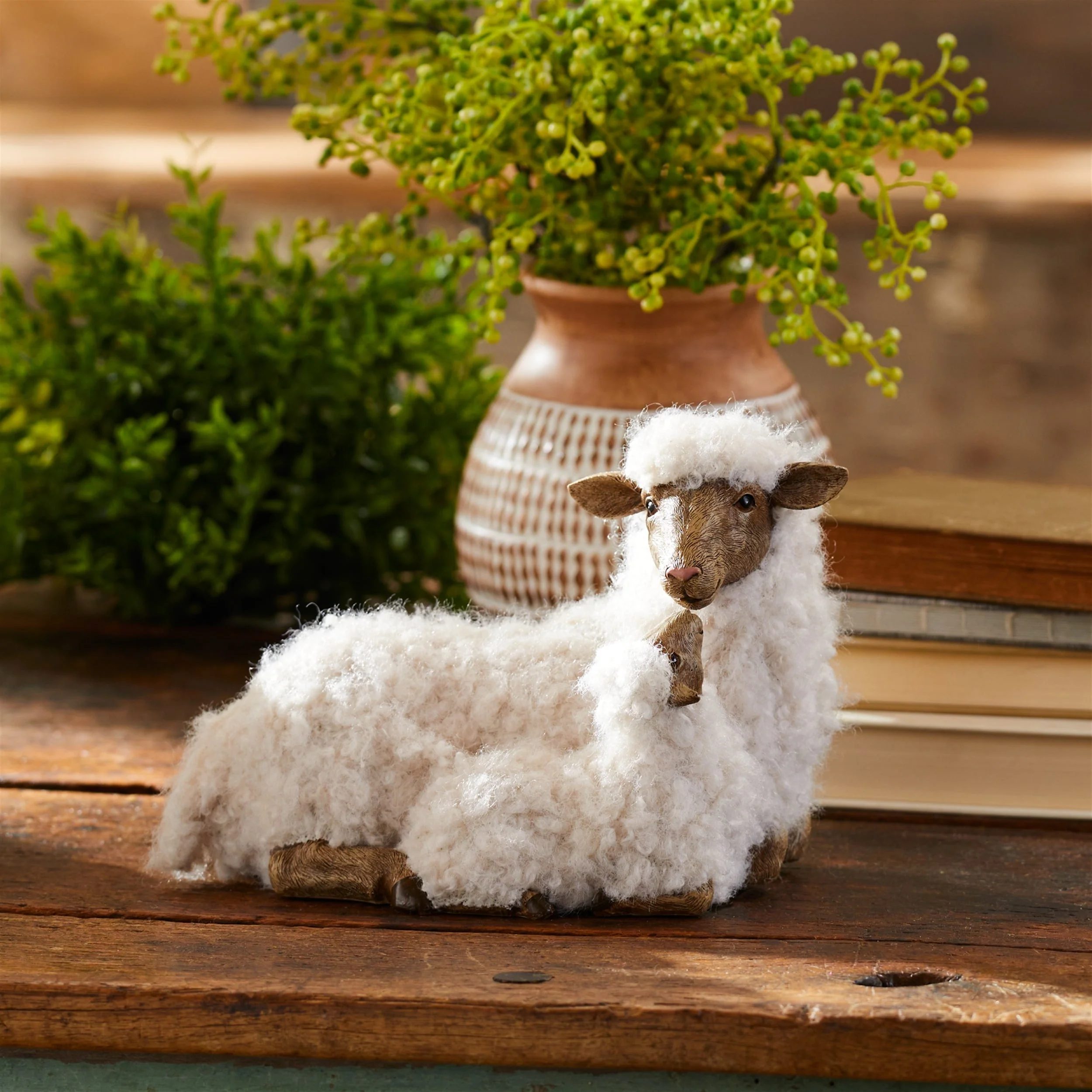 Furry Sheep with Lamb Figurine 11'H - Image 2