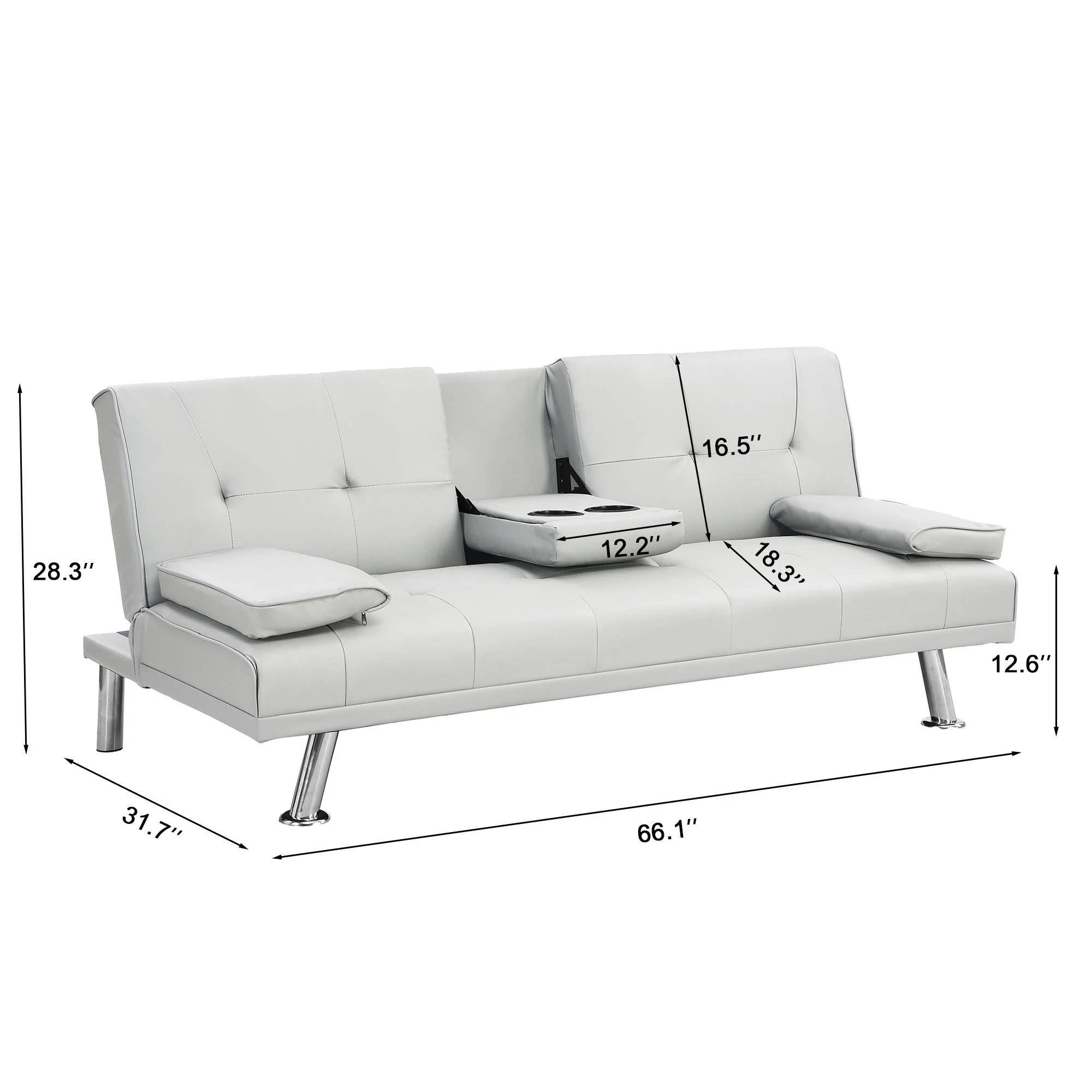 Futon Sofa Bed With Armrest Two Holders - Image 3