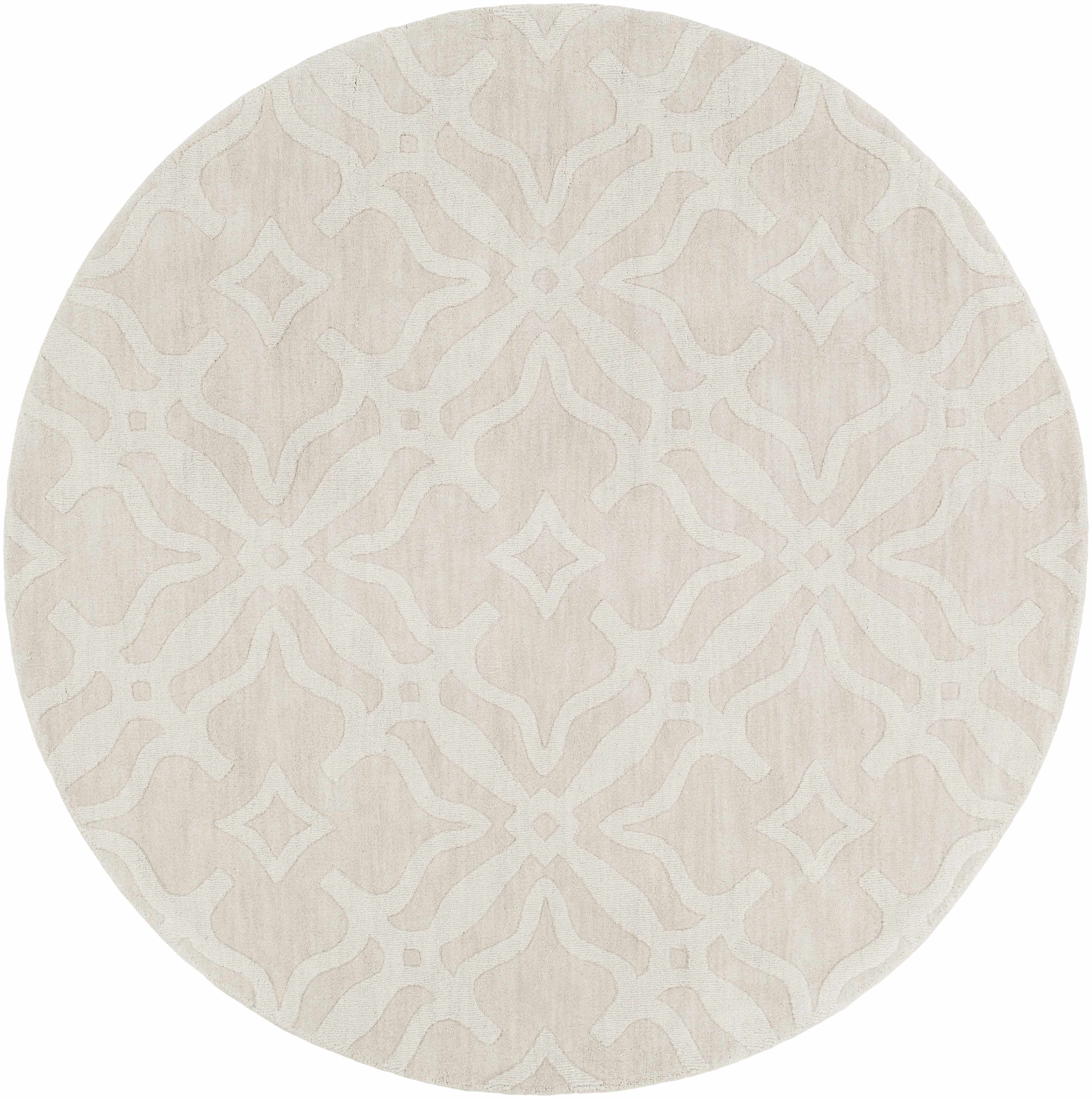 Fyffe Embossed Beige Wool Area Rug - Image 15