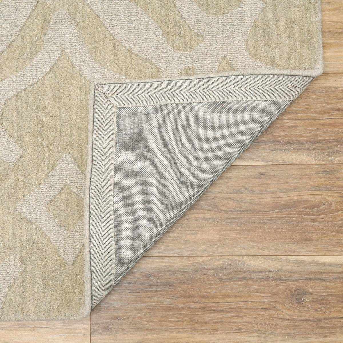 Fyffe Embossed Beige Wool Area Rug - Image 5