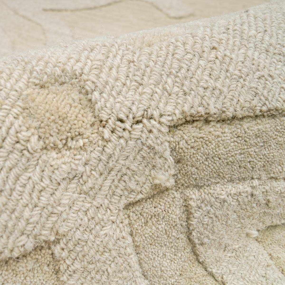 Fyffe Embossed Beige Wool Area Rug - Image 9