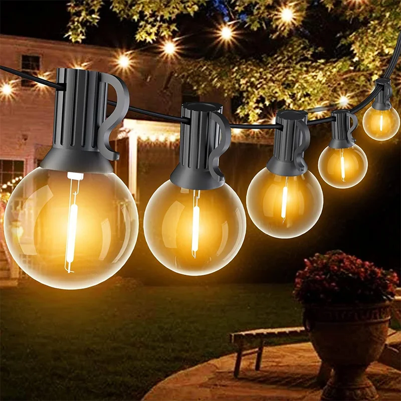 G40 Solar String Lights Outdoor 8 Modes Globe Bulb Waterproof Patio Garden Decor