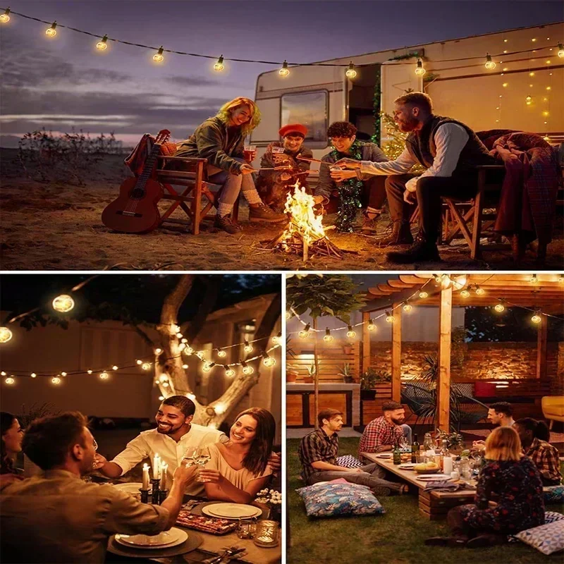 G40 Solar String Lights Outdoor 8 Modes Globe Bulb Waterproof Patio Garden Decor - Image 5