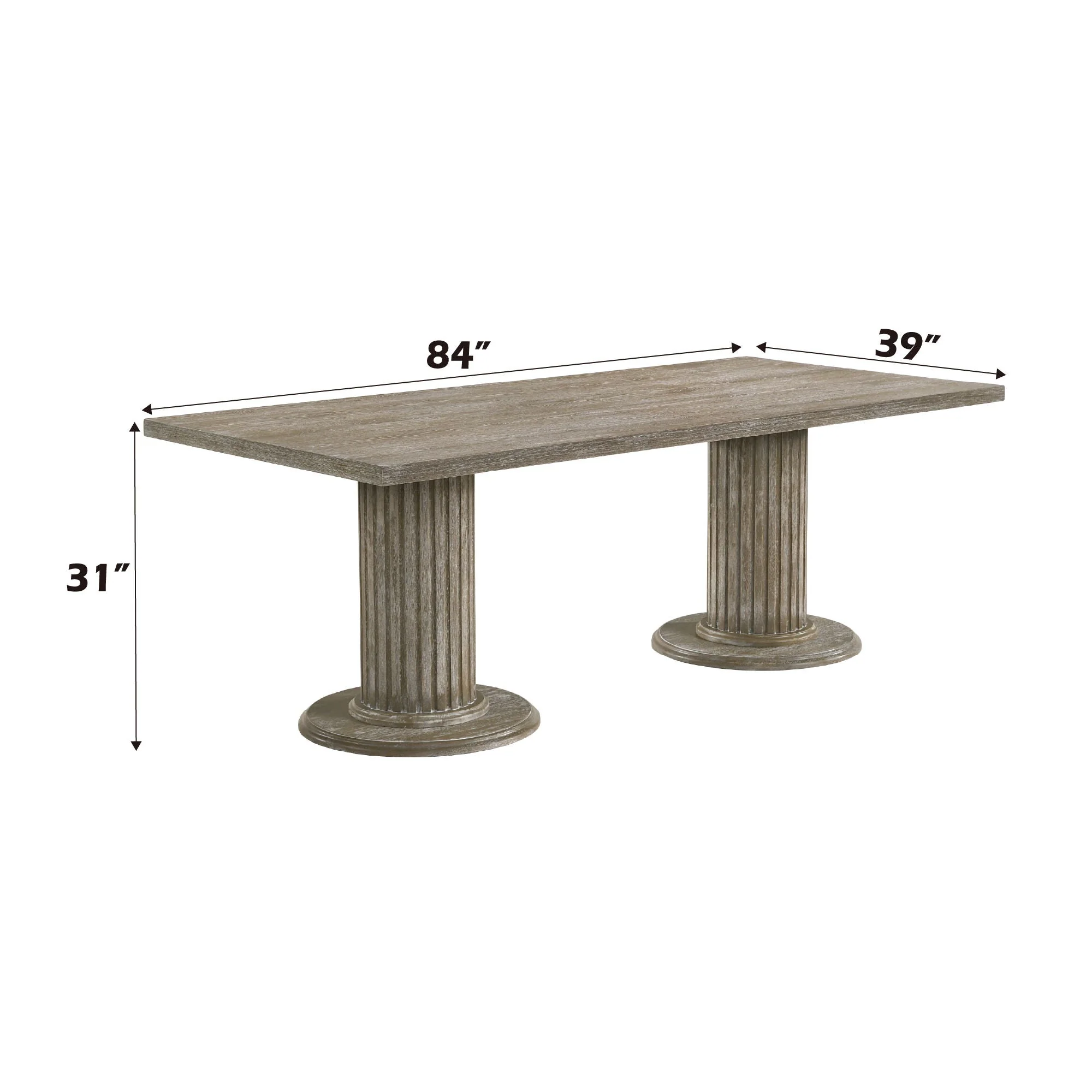 Gabrian - 7 Pieces Dining Room Set, Reclaimed - Beige / Gray - Image 3