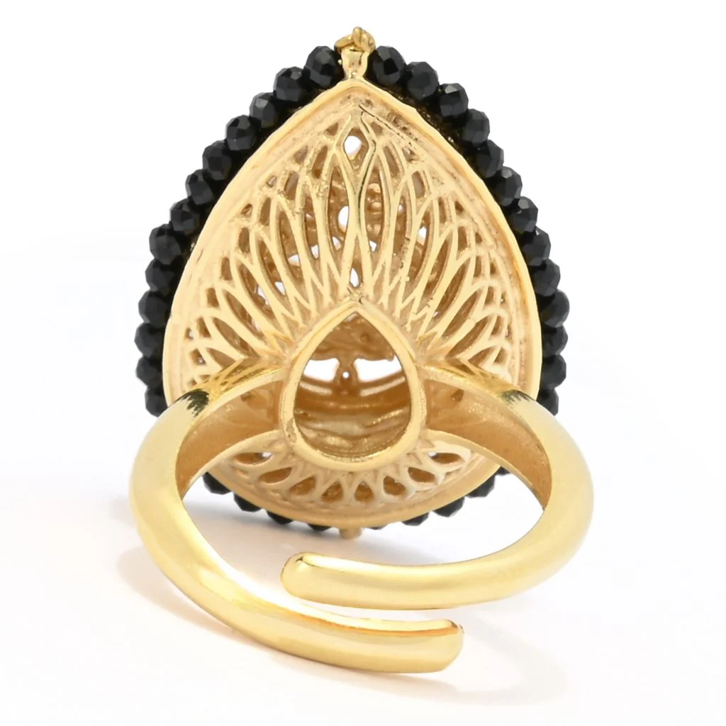 Gaetano Vitiello "Persia" Black Onyx & Simulated Diamond Filigree Ring - Image 2
