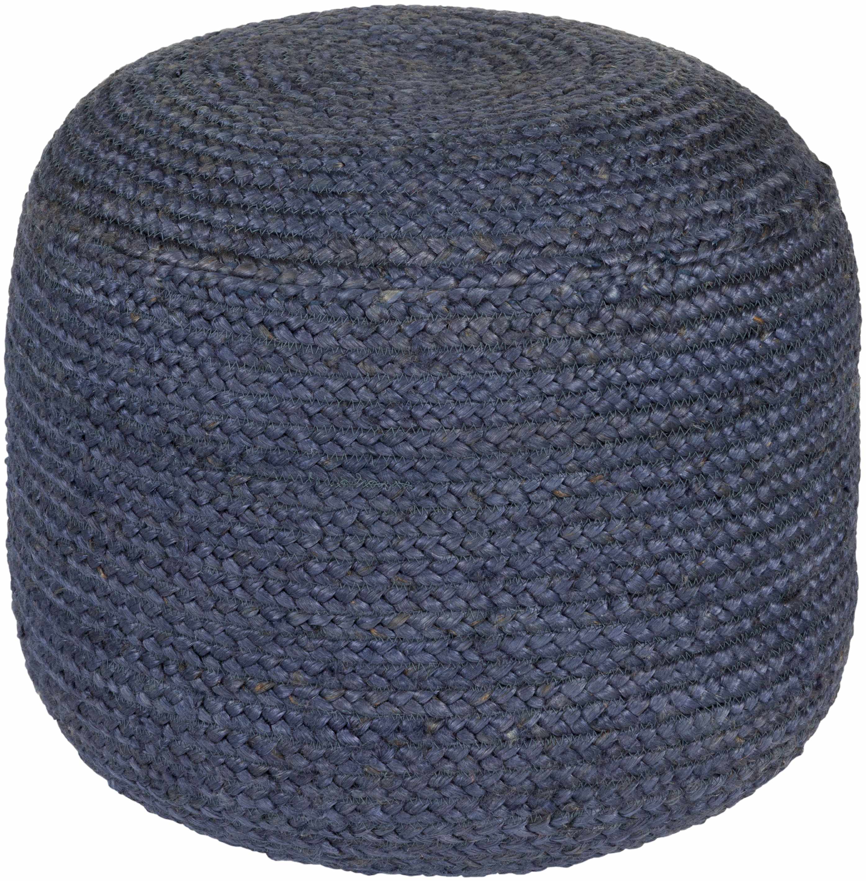 Gail Navy Jute Knitted Pouf - Image 2