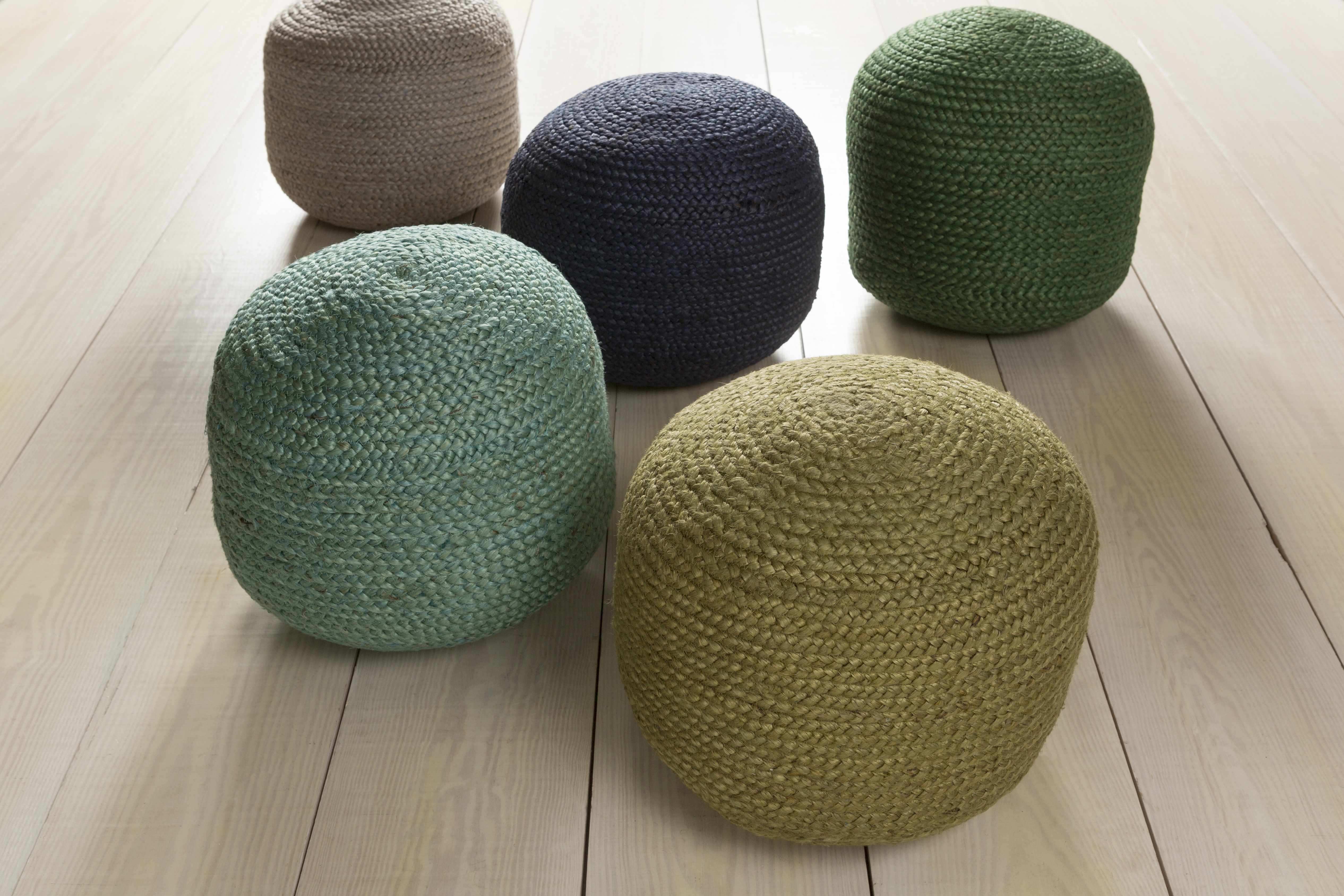 Gail Navy Jute Knitted Pouf - Image 4