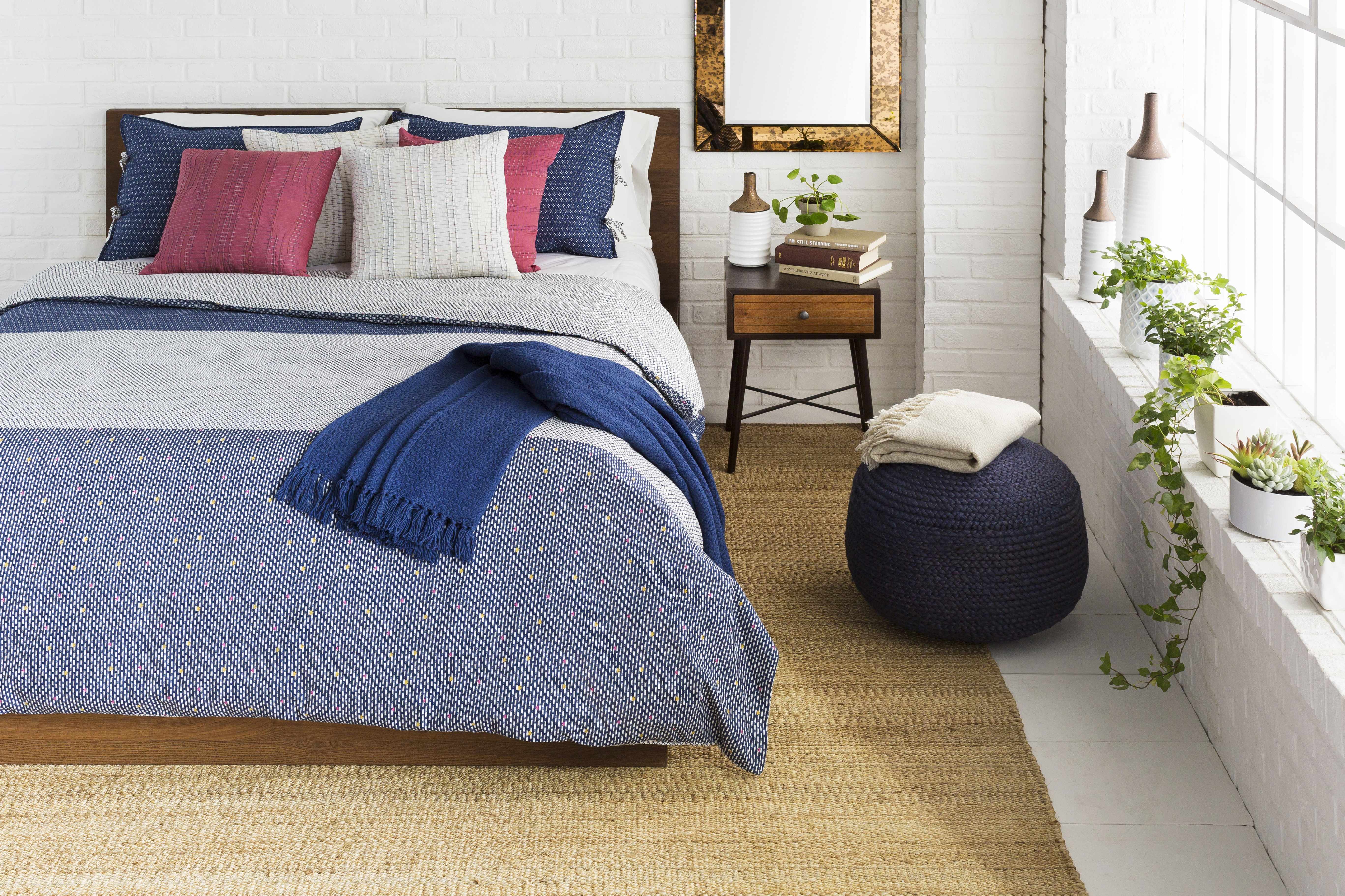 Gail Navy Jute Knitted Pouf - Image 7