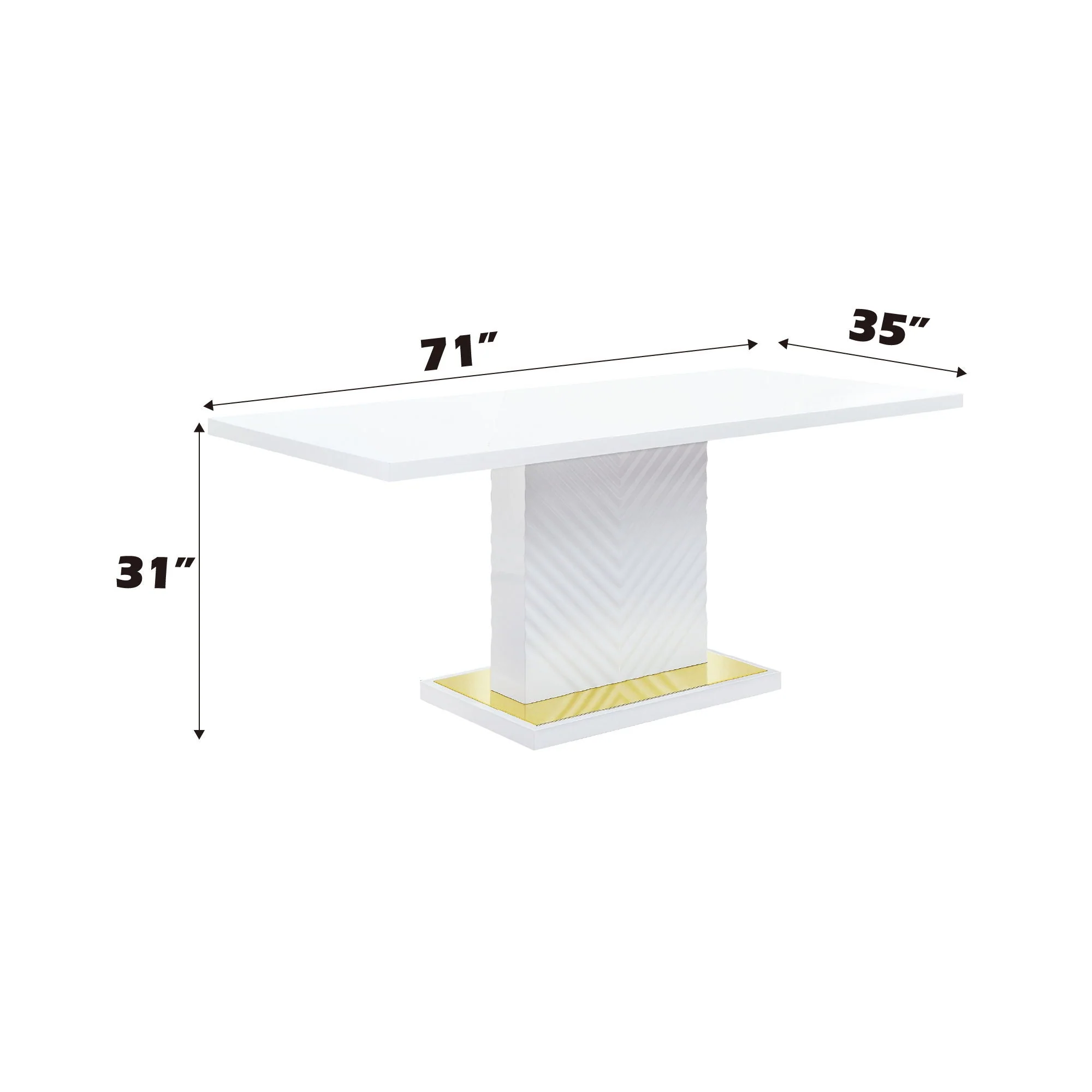 Gaines - High Gloss Dining Table With Pedestal Base - Image 2