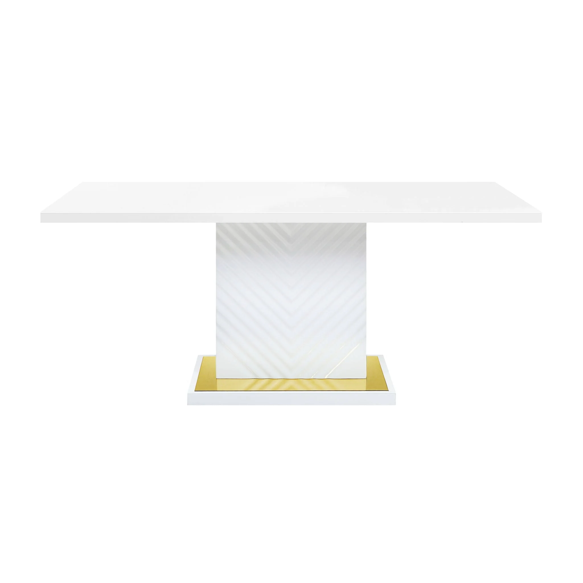Gaines - High Gloss Dining Table With Pedestal Base - Image 4