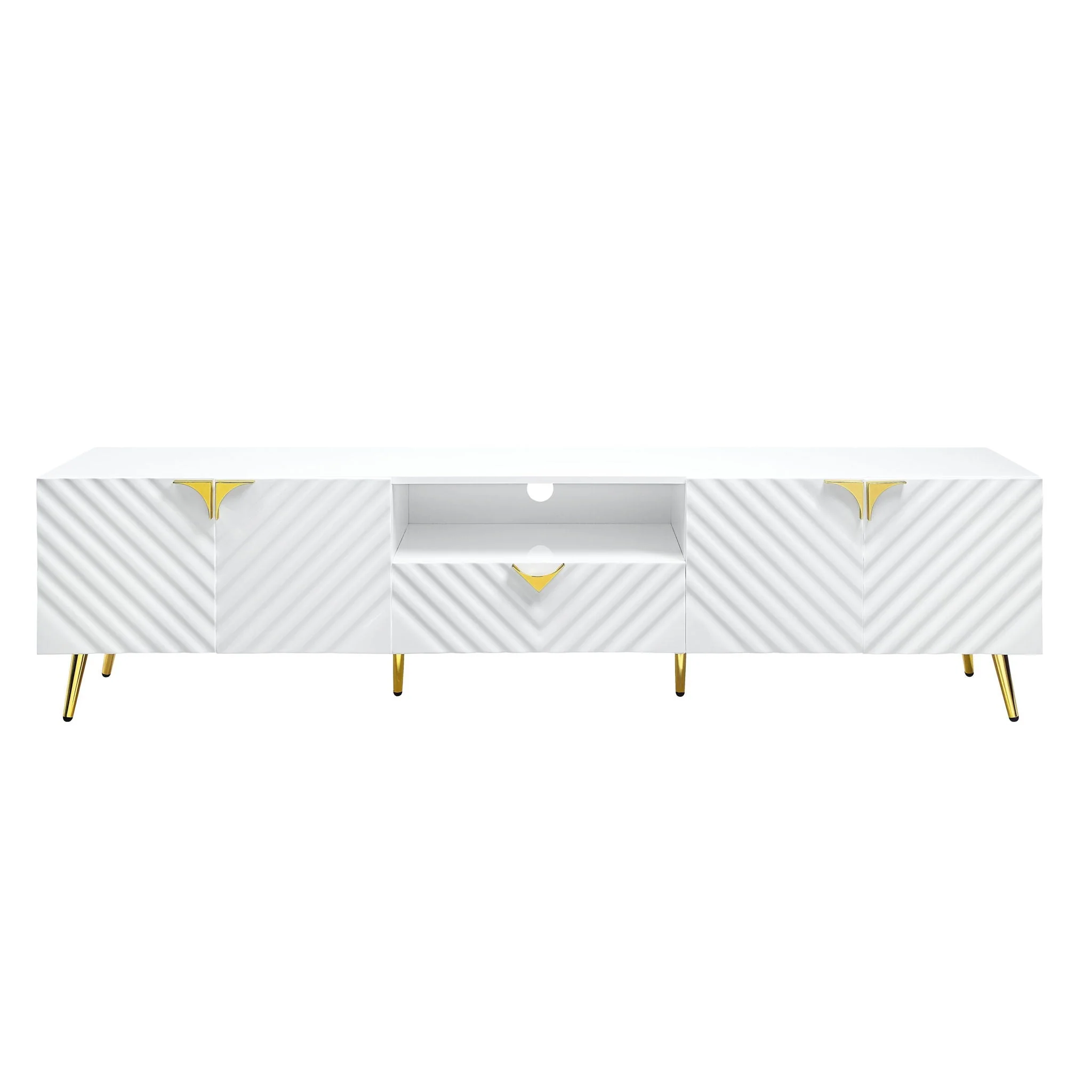 Gaines - High Gloss TV Stand - White - Image 4