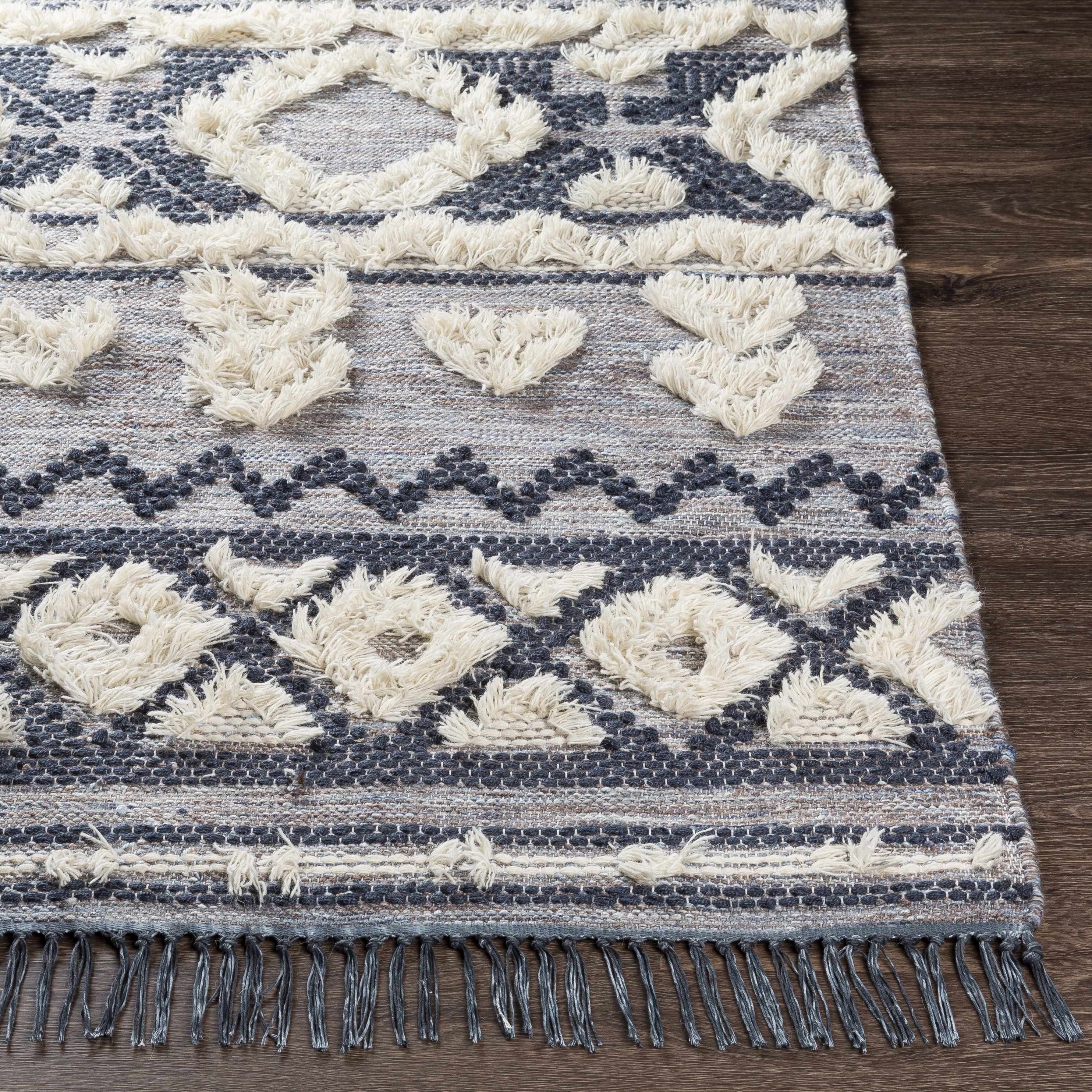 Gakona High-Low Cream&Blue Wool Rug - Clearance - Image 4