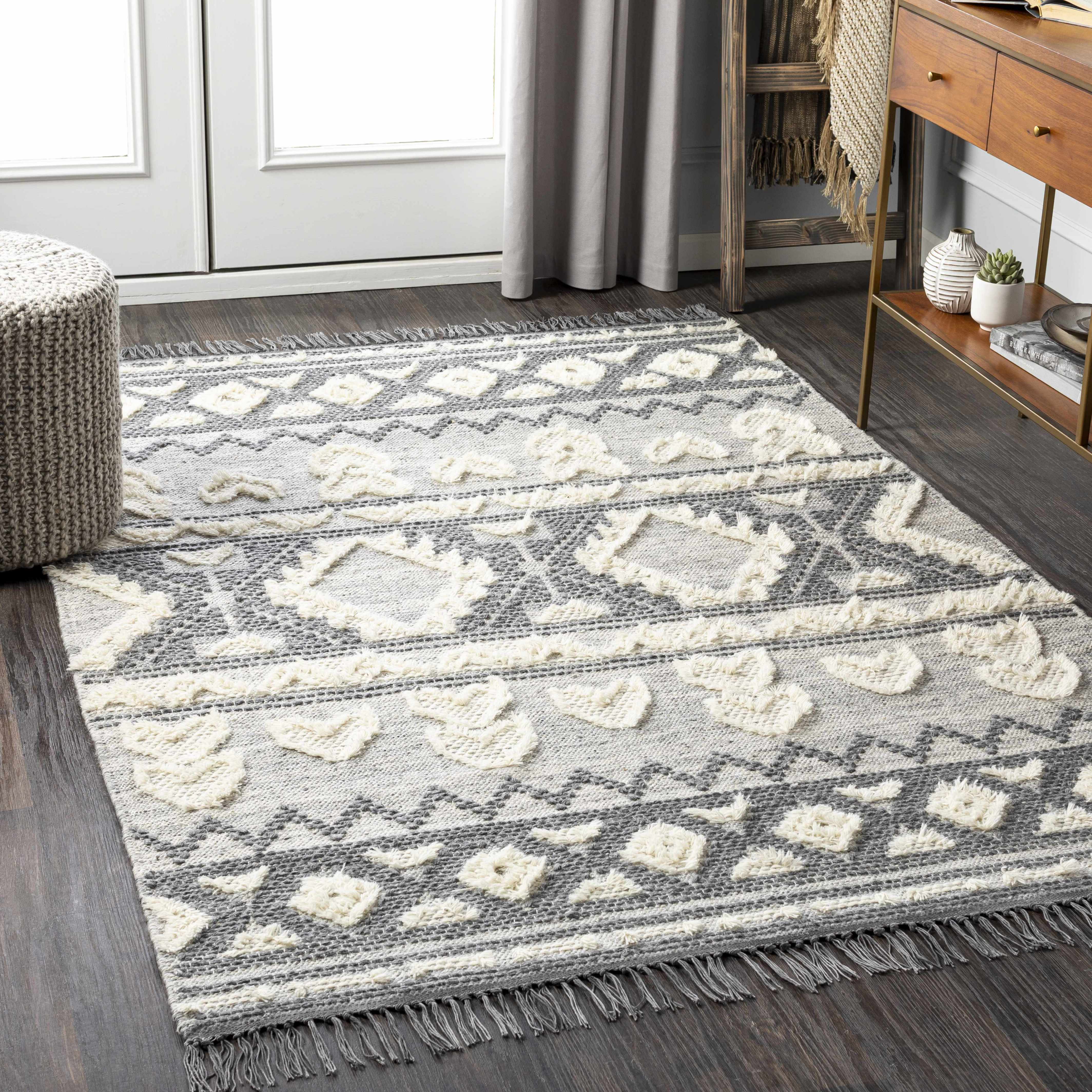 Gakona High-Low Cream&Charcoal Wool Rug - Clearance - Image 2