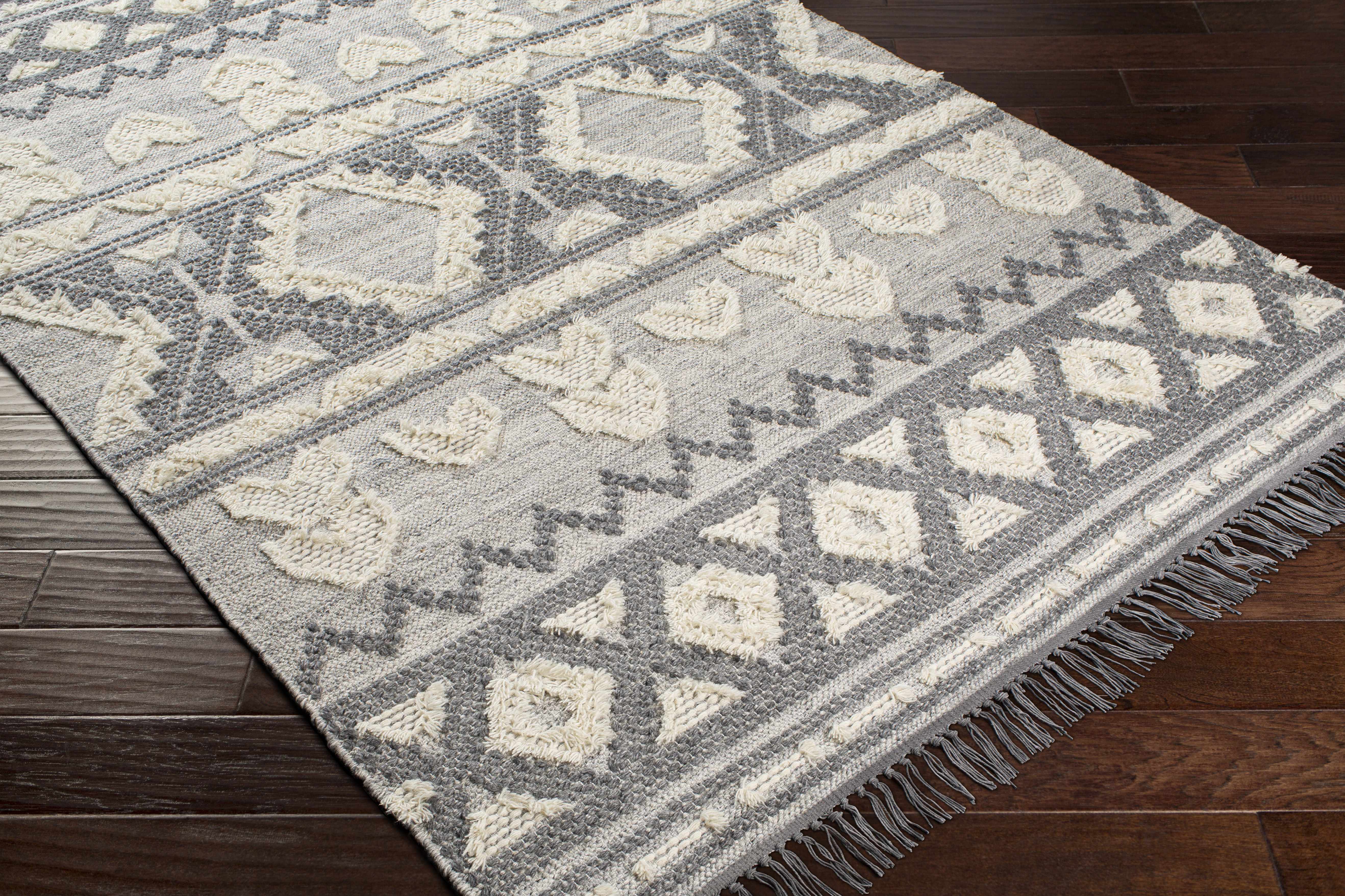 Gakona High-Low Cream&Charcoal Wool Rug - Clearance - Image 5