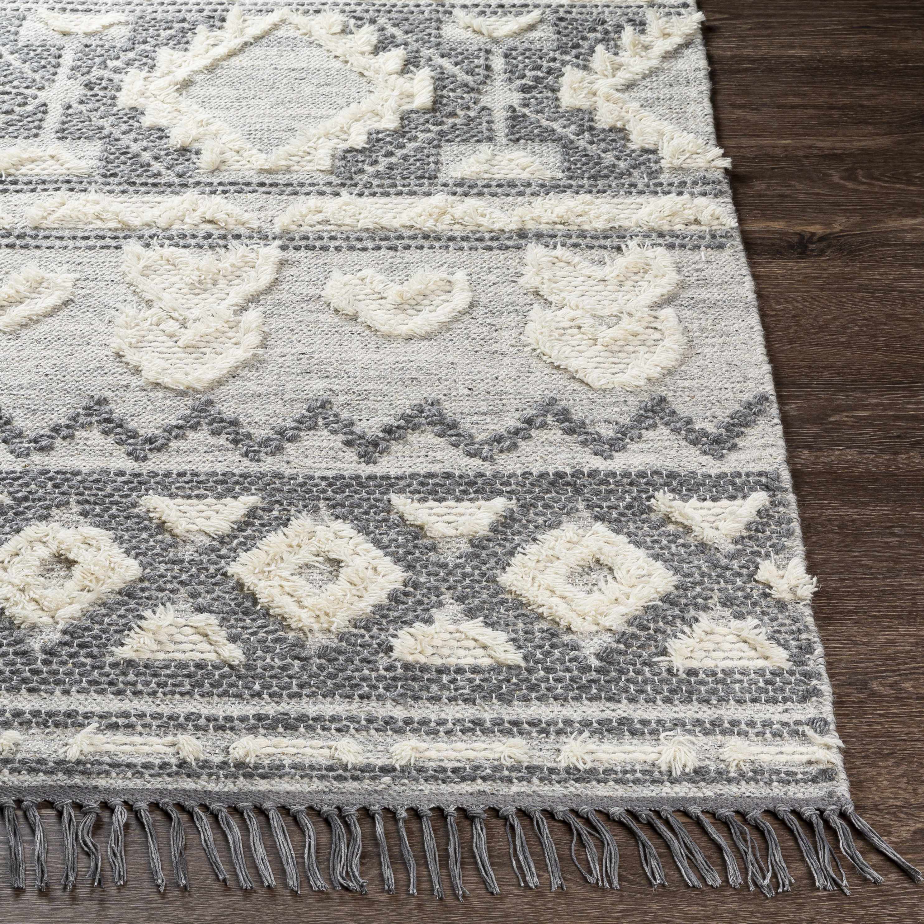 Gakona High-Low Cream&Charcoal Wool Rug - Clearance - Image 6