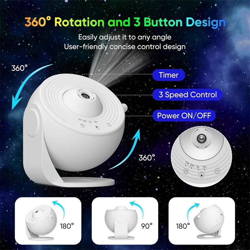 Galaxy Projector Star Night Light 360° LED Sky Lamp for Kids Bedroom Gift - Image 5