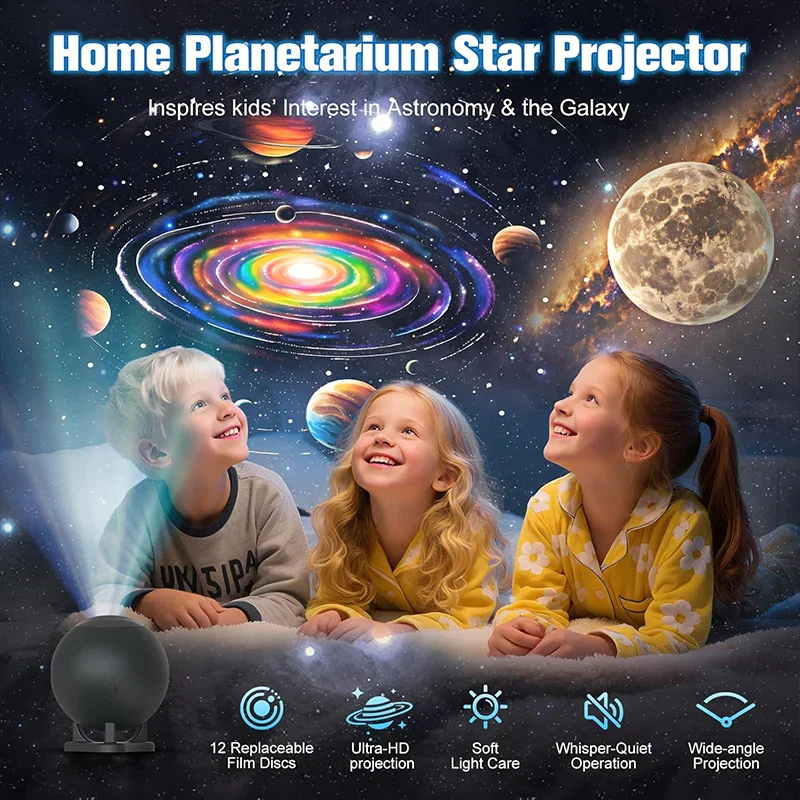 Galaxy Projector Star Projector with 12 Films Nebula Night Light Bedroom Ceiling - Image 5