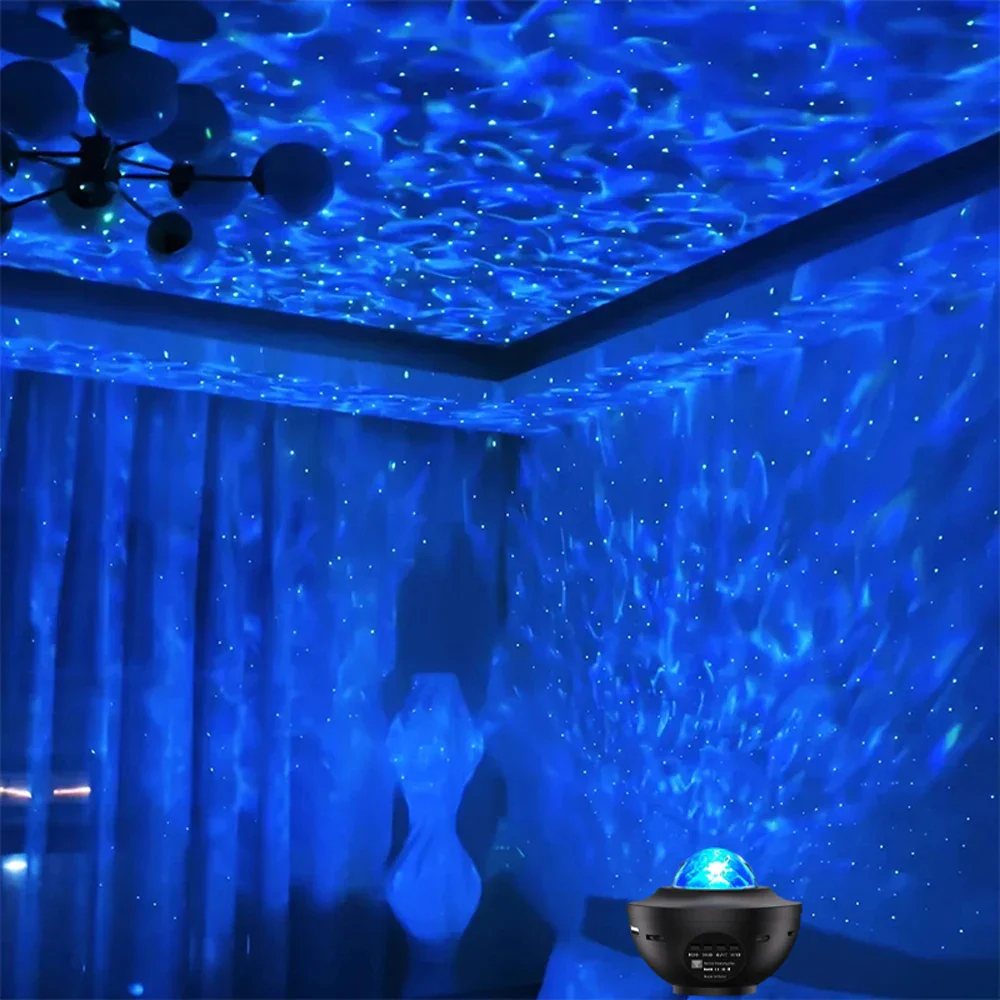 Galaxy Projector Starry Sky Night Light with Ocean Wave Music Remote USB for Kids - Image 4
