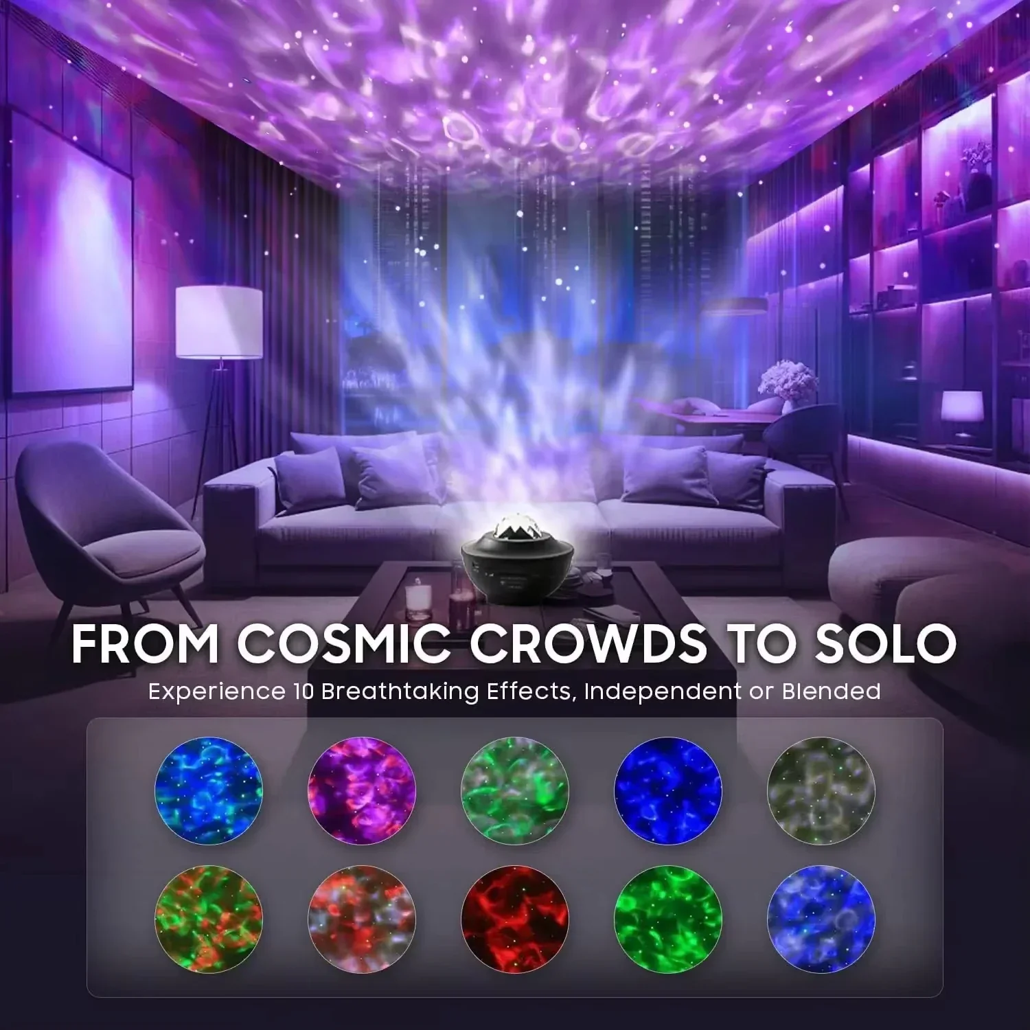 Galaxy Projector Starry Sky Night Light with Ocean Wave Music Remote USB for Kids - Image 6