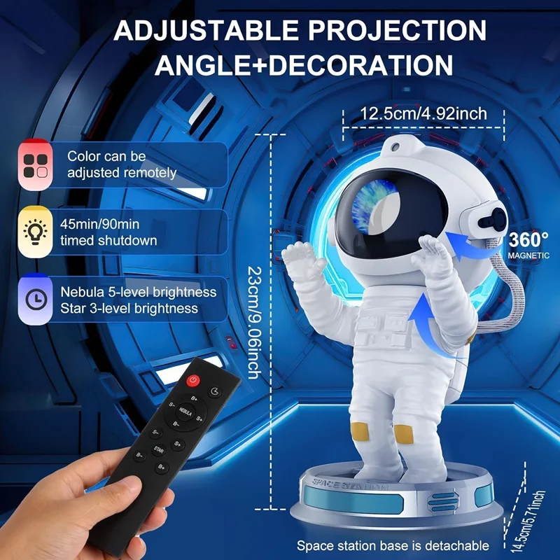 Galaxy Star Projector Night Light Astronaut Lamp Starry Sky Bedroom Home Decor - Image 2
