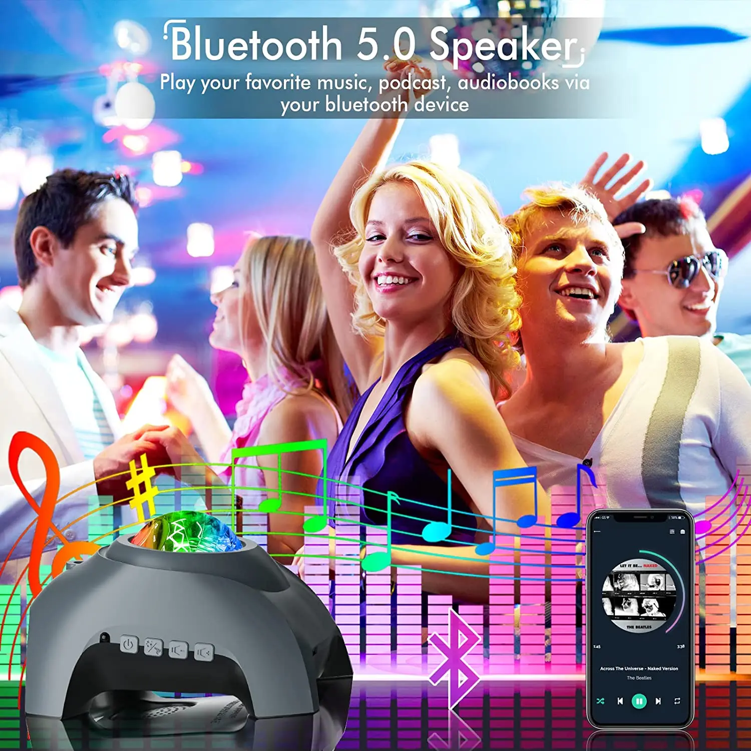 Galaxy Star Projector with Aurora Lights Bluetooth Speaker for Bedroom Sleep Aid - Image 2